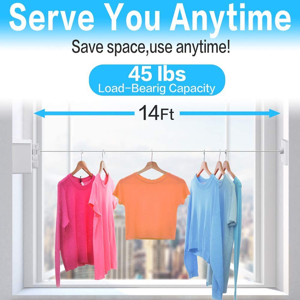 Joom Retractable Clothesline Indoor Double Clothes Lines Retracting | Heavy Duty For Drying Laundry Line Outdoor|Wall Mounted St