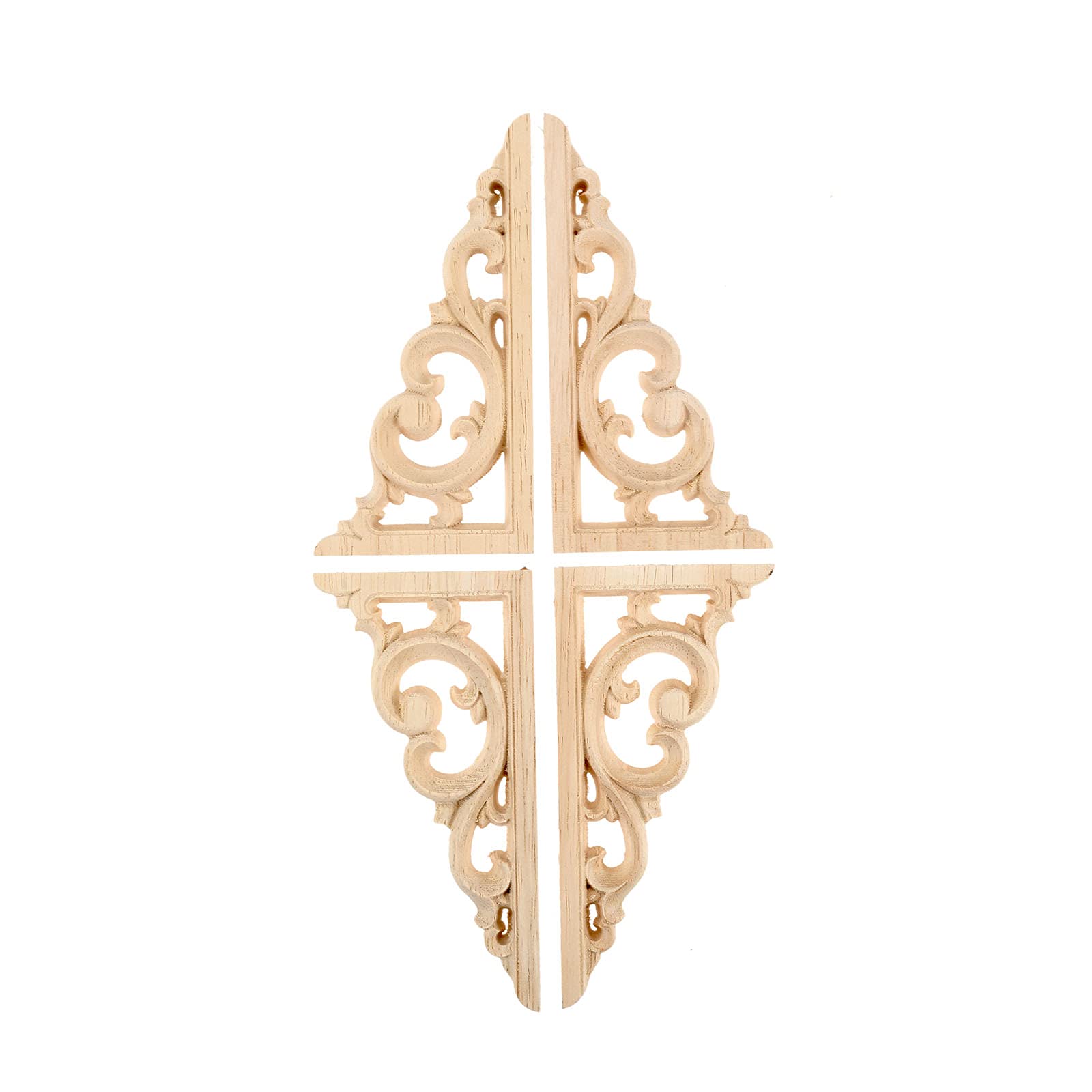 MUXSAM Wood Carved Corners Appliques Onlays  2-Pair Unpainted Wood Caravings Decals for Cabinet Dresser Cupboard Mirrors Walls Doors Closet Fireplace Bed Frame DIY Craft Project  12x6cm/4.72''x2.36''