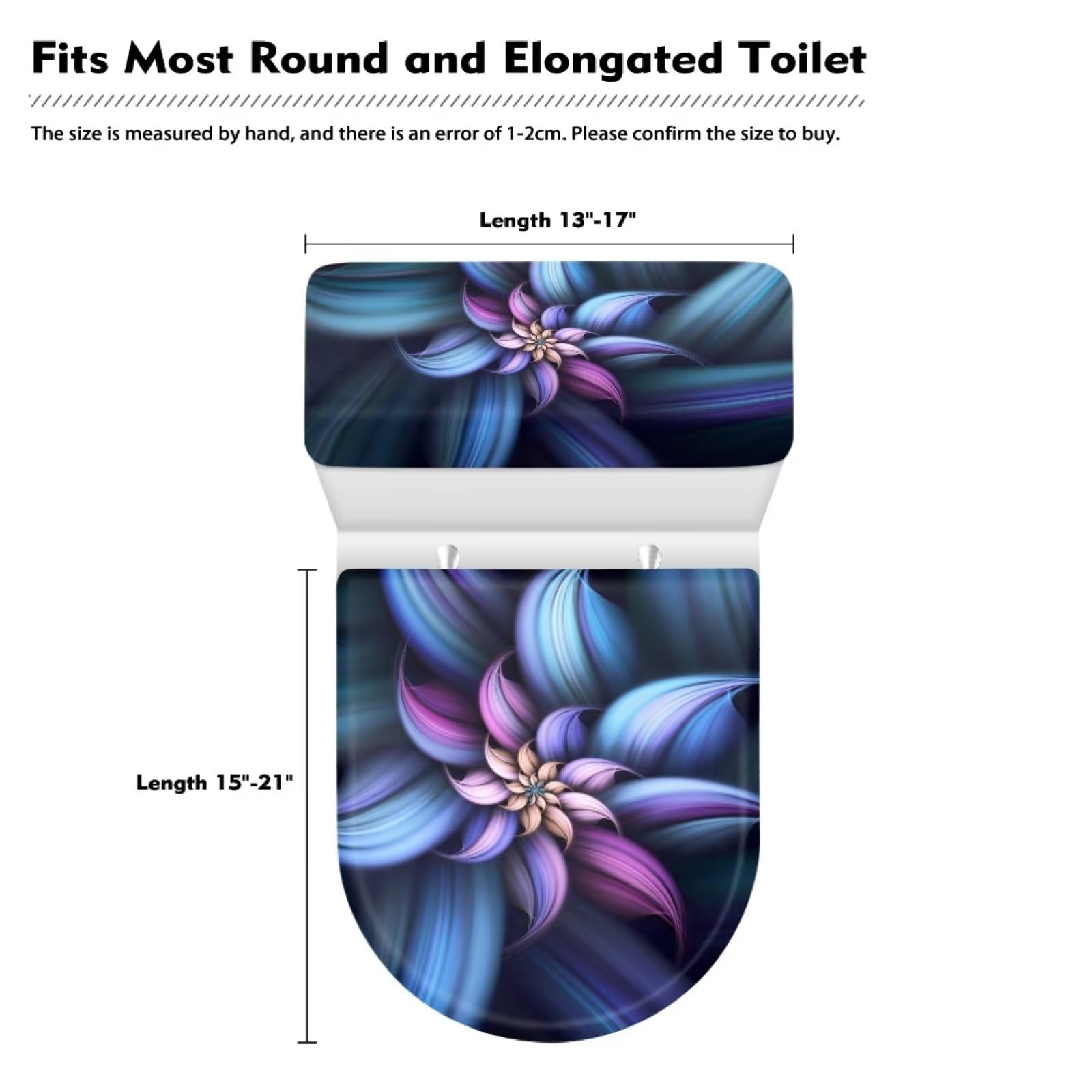 Kuiforti Abstract Flowers Toilet Lid Cover Set Of 2,Art Floral Print Toilet Lid Seat Cover Fabric Set,Novelty Gifts Fits Most Ro