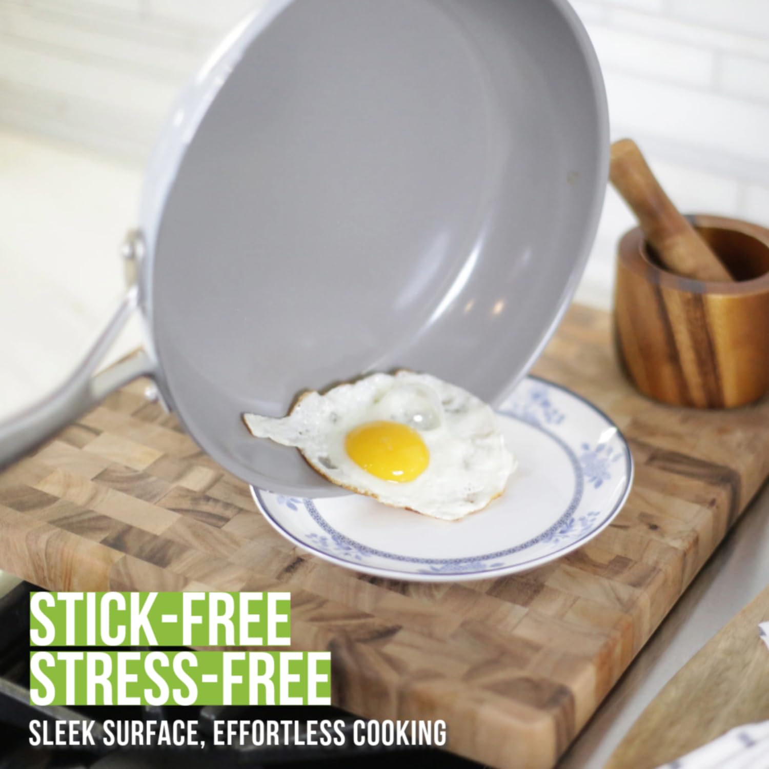 Techef - Ceraterra 10 Ceramic Nonstick Frying Pan Skillet, (Ptfe, Pfas, And Pfoa Free), Dishwasher Oven Safe, Stainless Steel Ha