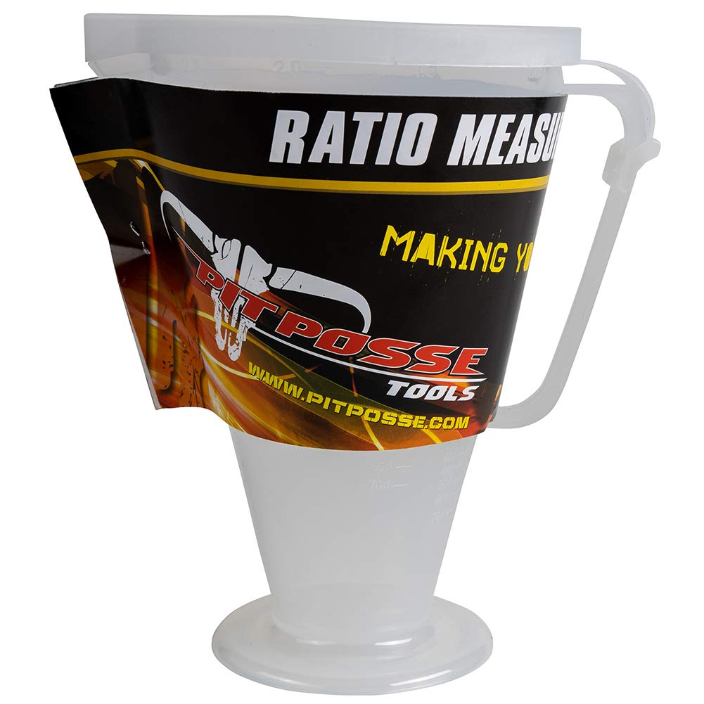 Pit Posse Pp3240 Ratio Measuring Cup For Premix Oil & Engine Fluid Mixer Mixing 2 Stroke Cup With Lid - Utility Jug 16:1 To 70:1