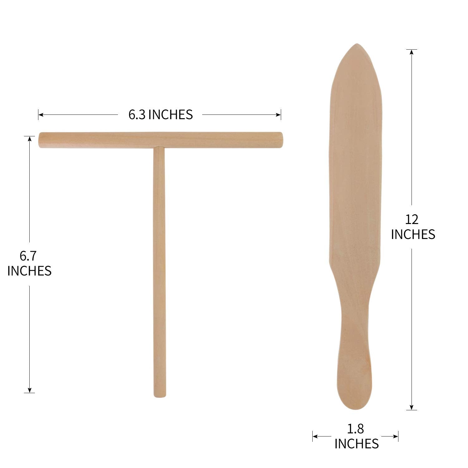 Health And Home Beech Wood Crepe Spreader And Spatula -2 Piece Set Convenient Size To Fit Small Crepe Pan Maker