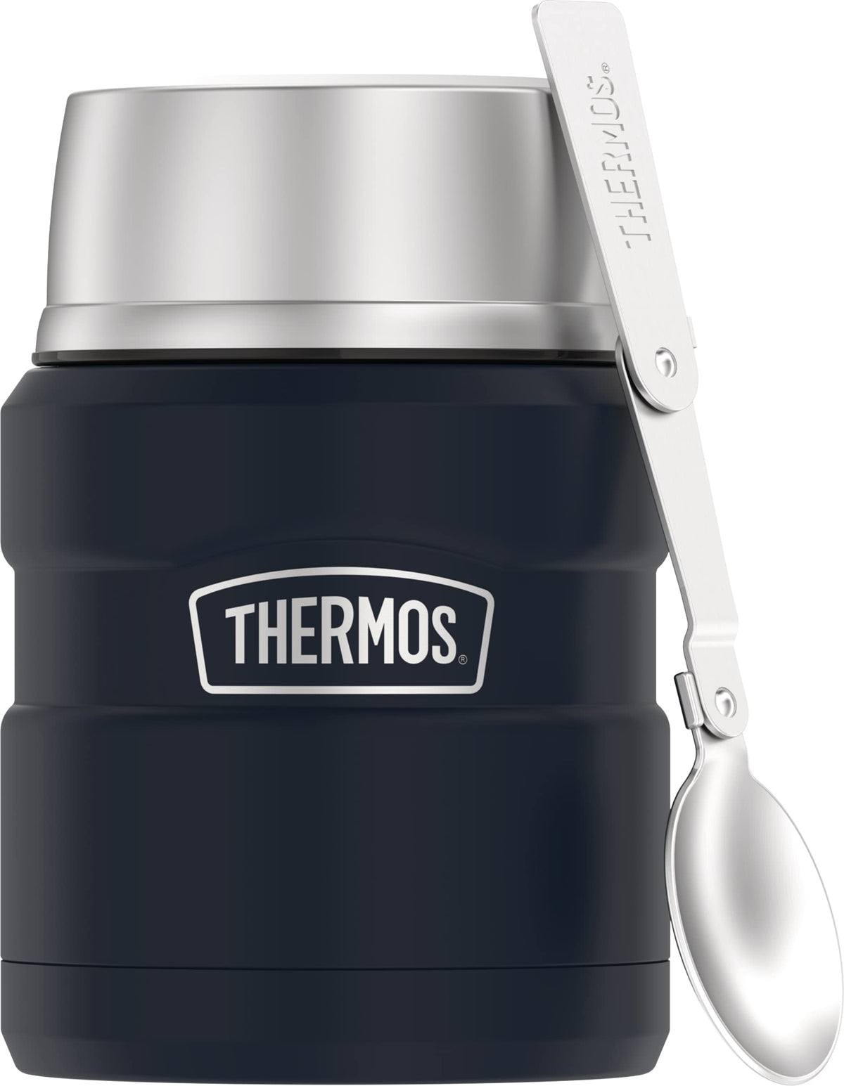 Thermos Stainless King Vacuum-Insulated Food Jar With Spoon, 16 Ounce, Midnight Blue