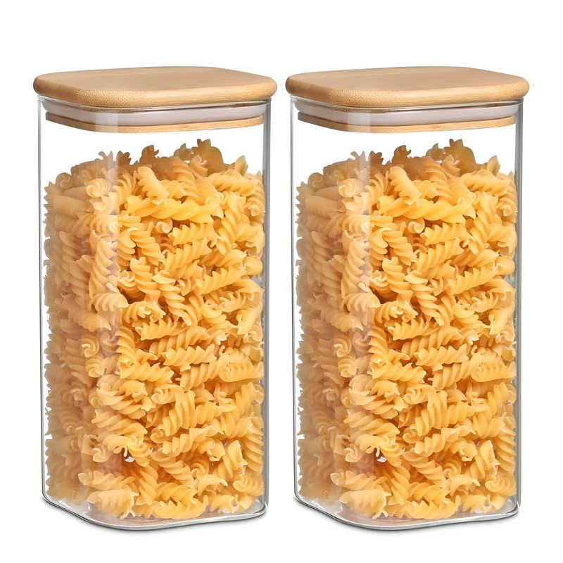 Allo 600Ml Kitchen Storage Box Glass Jars With Wooden Lids - Borosilicate Glass Food Storage Containers Airtight Glass Jar For T