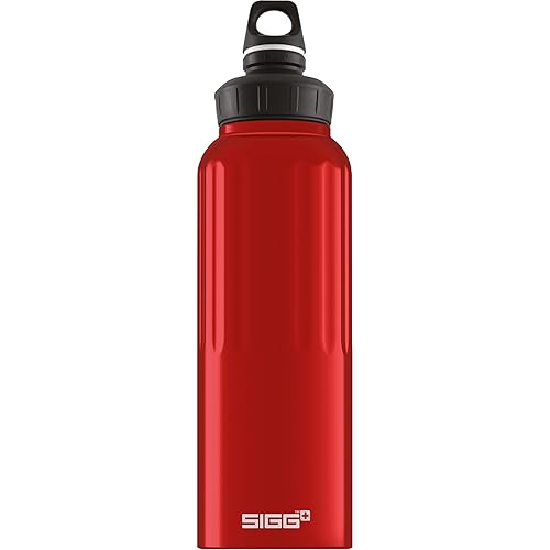 SIgg - Aluminum Sports Water Bottle - WMB Traveller Red - With WMB Adapter - Leakproof - Lightweight - BPA Free - 51 Oz