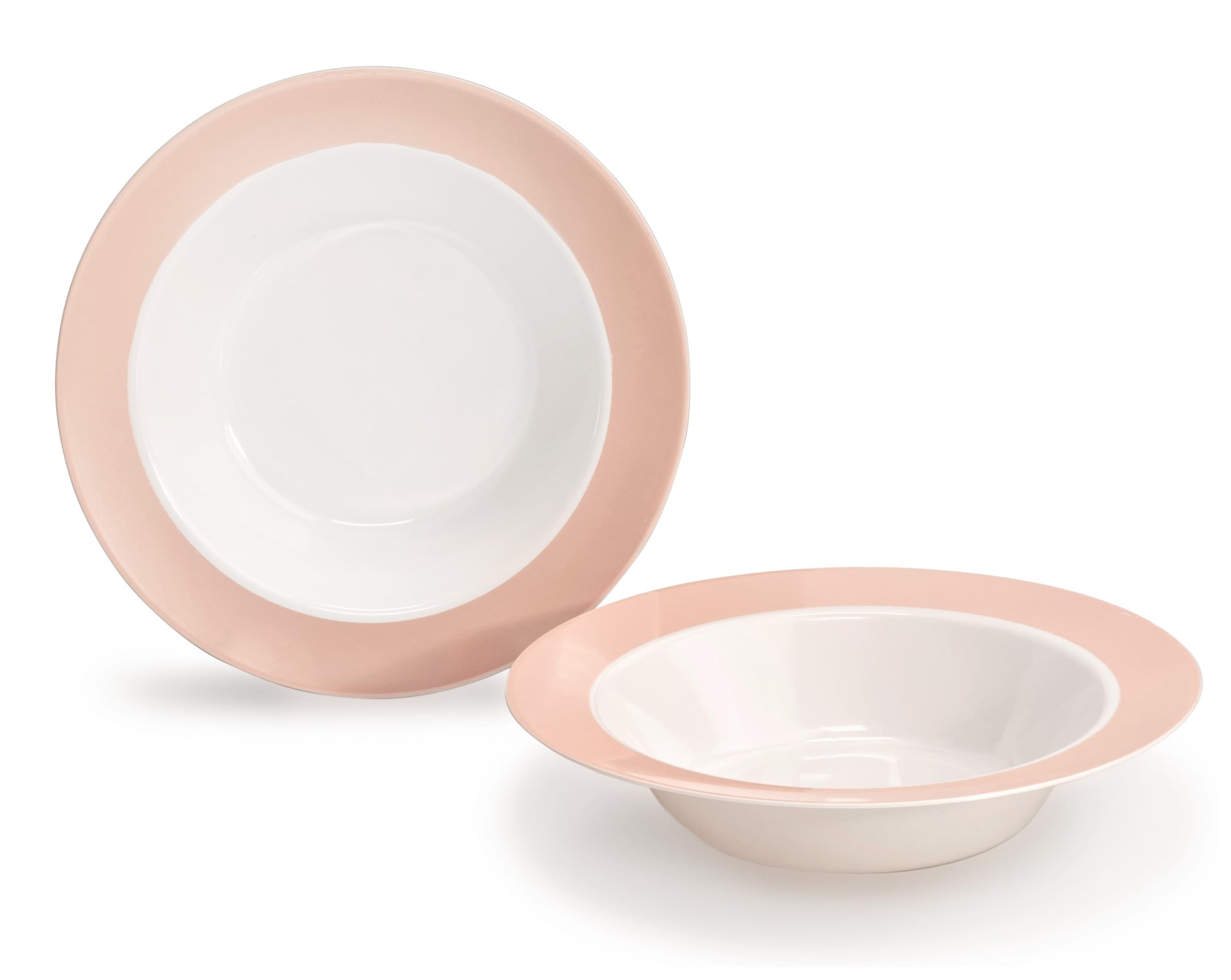 ' Occasions '' 40 Pieces Plates Pack, Disposable Wedding Party Plastic Bowls (12 Oz Soup Bowl, White In White & Pearled Pink Bl