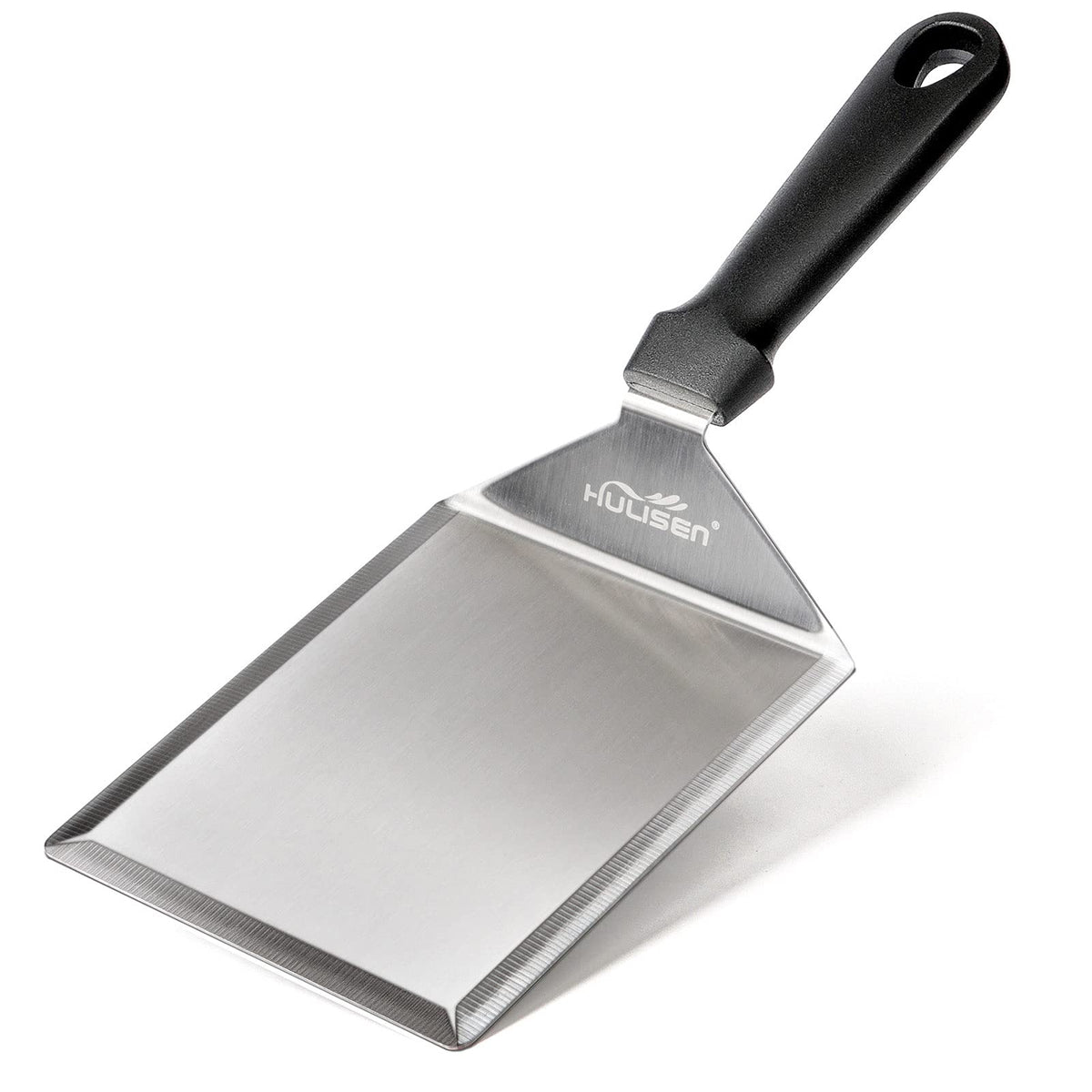 Hulisen Stainless Steel Large Grill Spatula - 6 X 5 Inch Heavy-Duty Metal Spatula With Cutting Edges, Kitchen Griddle Accessorie