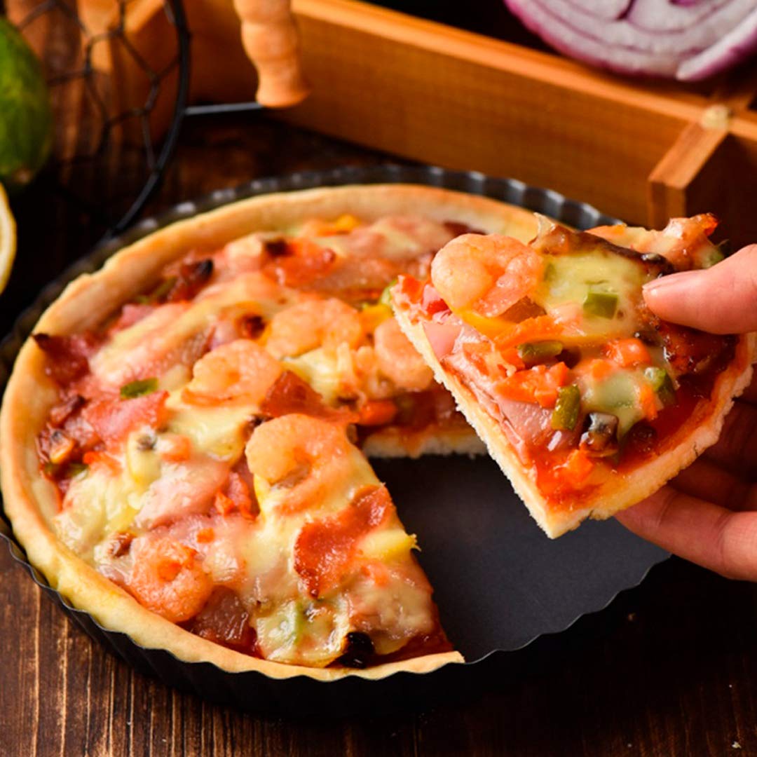Meichu 10 Inch Tart Pans With Removable Bottom Non Stick Fluted Quiche Pans Cake Pans For Baking Pizza Fruit Mousse Christmas De