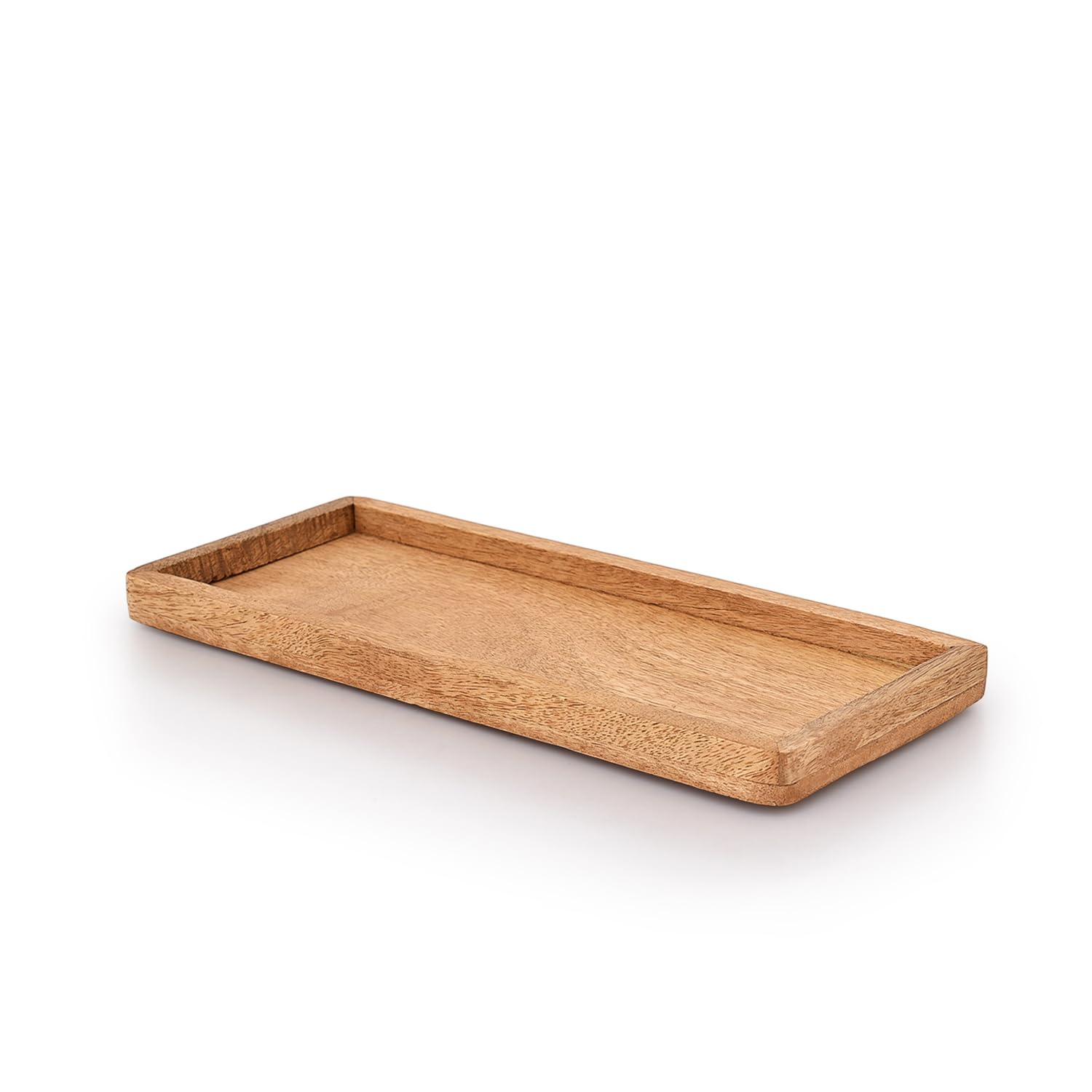 Samhita Mango Wood Serving Platter With Raised Edge -Set Of 3 For Display Fruit Snacks Appetizer Sushi Food Decorative (12'' X 5