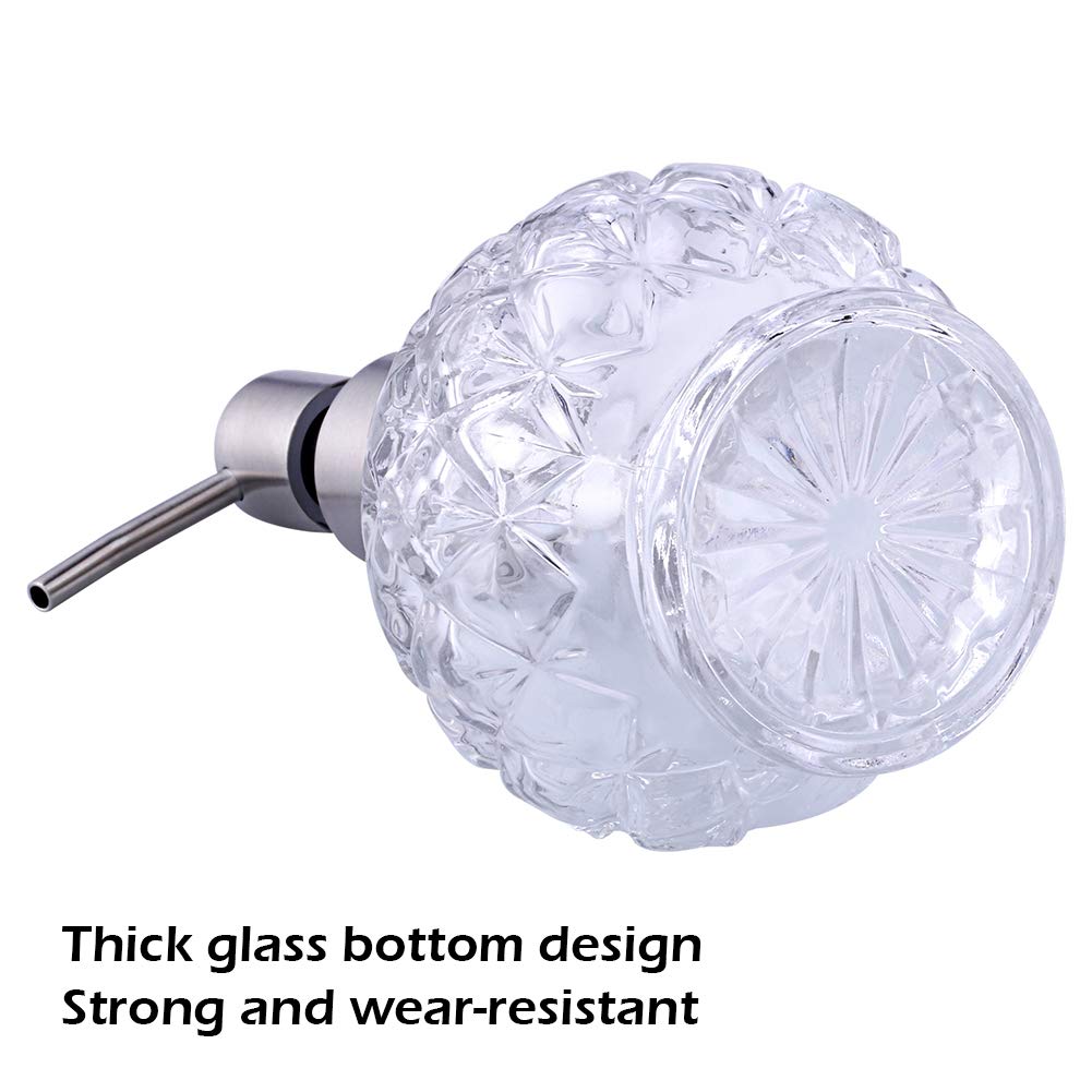 Yunnasi Soap Dispenser With Stainless Steel Pump, Clear Crystal Design, Vintage And Elegant, Refillable Liquid Hand Soap Dish So