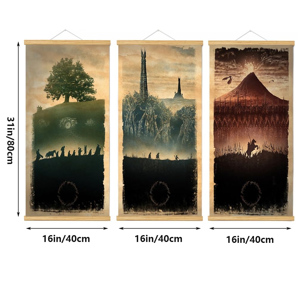 Meksular Vintage Middle Earth Landscape Wall Art Prints, Canvas Painting, Fantasy Posters, Wall Pictures, For Travel Gift, Offic