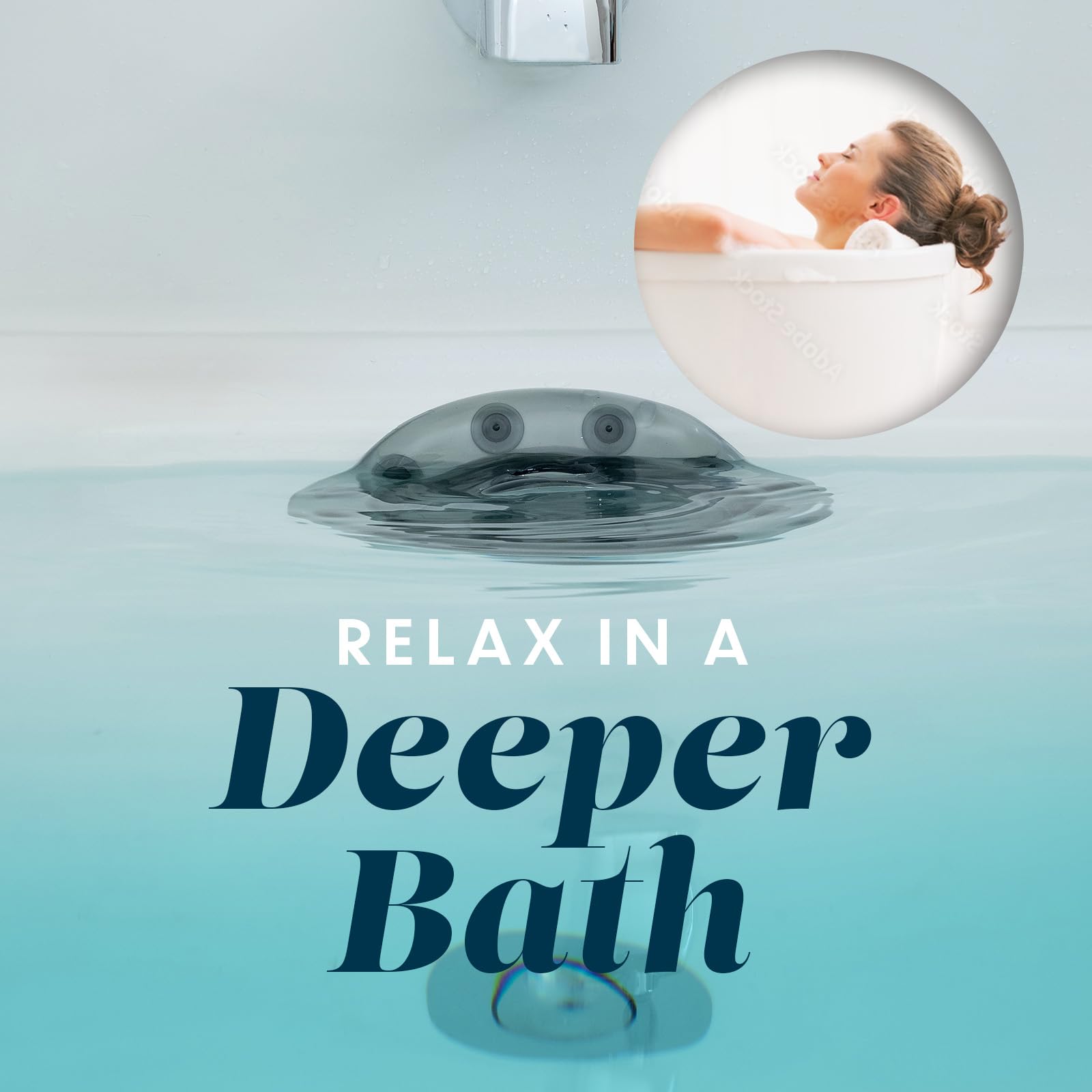 SlipX Solutions Bottomless Bath Overflow Drain Cover for Tub  Adds Inches of Water to Bathtub for a Warmer Deeper Bath  Spa Accessories  Drain Block  Water Stopper Plug (4 inch Inner Diameter  Gray)
