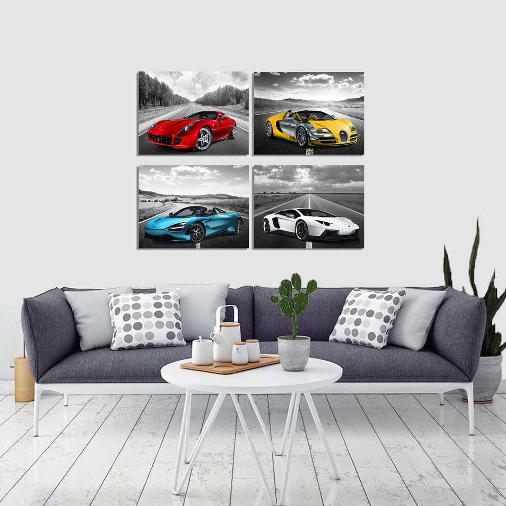 Black And White Wall Art Car Poster Decor Framed Car Art For Man Boys Bedroom D  Cor Sports Posters Office Room Decor Gift For T
