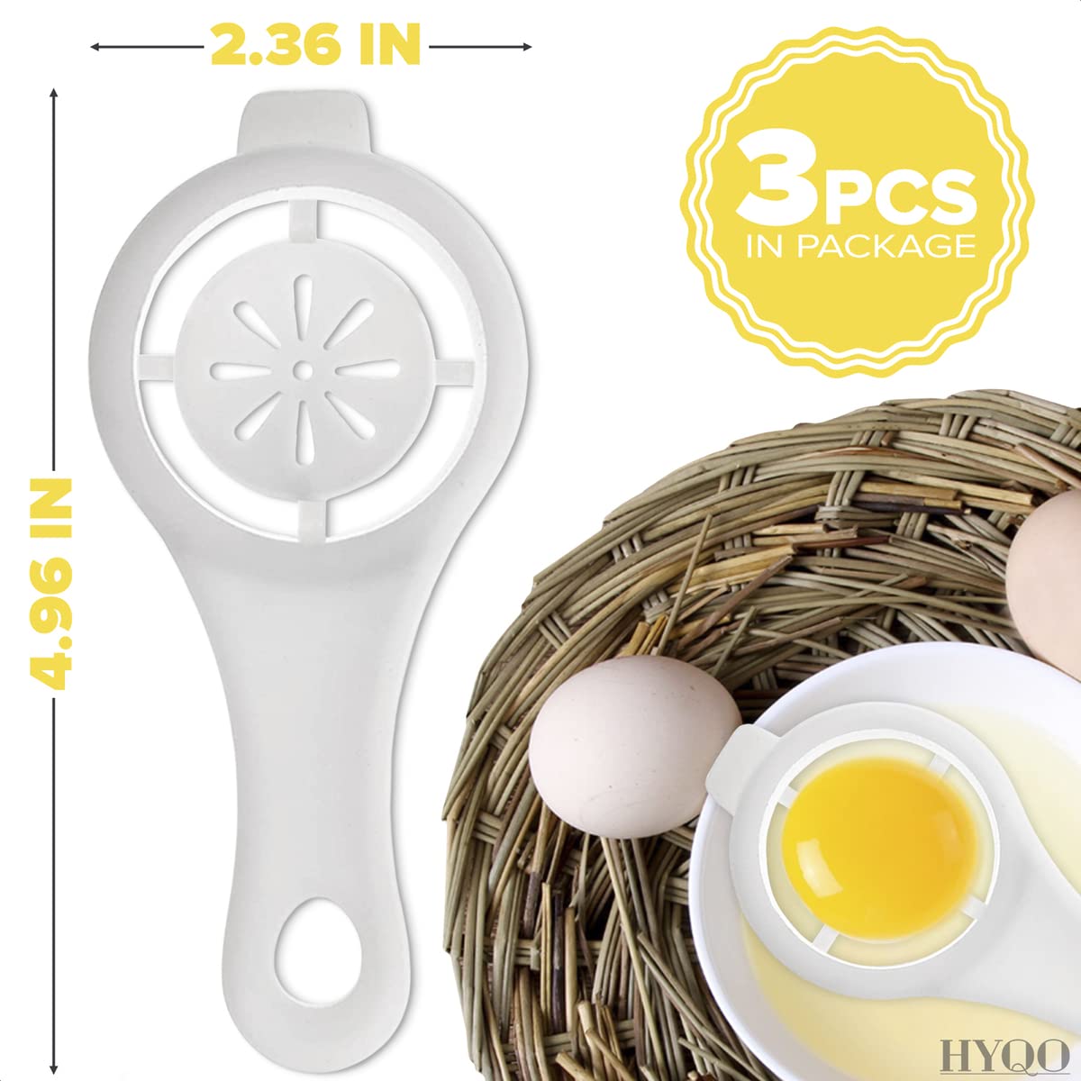 3Pcs Egg Yolk Separator Kitchen Tools - Egg Separator Tool Egg Yolk Remover Cool Gadget Egg Cutter Egg White Separator - Cute Ki