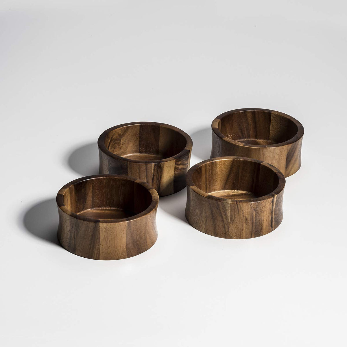 Kalmar Home Acacia Wood 6-Inch Curved Salad Bowl, Set Of 4