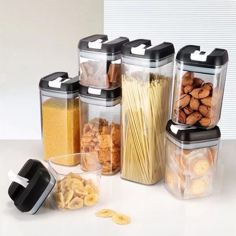7Piece Airtight Food Storage Container Set  Clear Glass Pantry Storage Jars With Secure Airtight Lids For Kitchen Organization