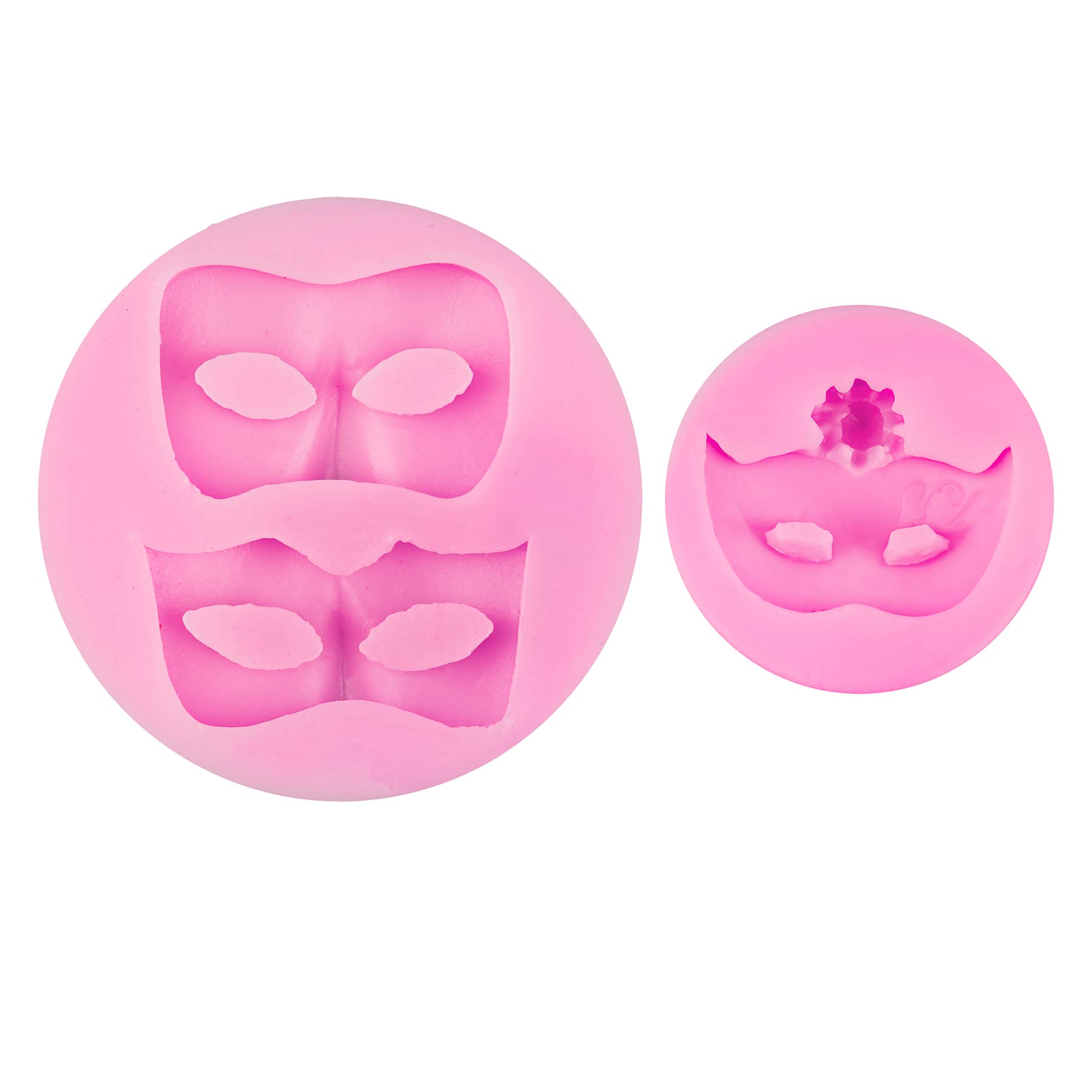 Framendino, 2 Pack Mini Masquerade Mask Molds Silicone Fondant Chocolate Molds For Polymer Clay Cake Decorating Cupcake Topper P