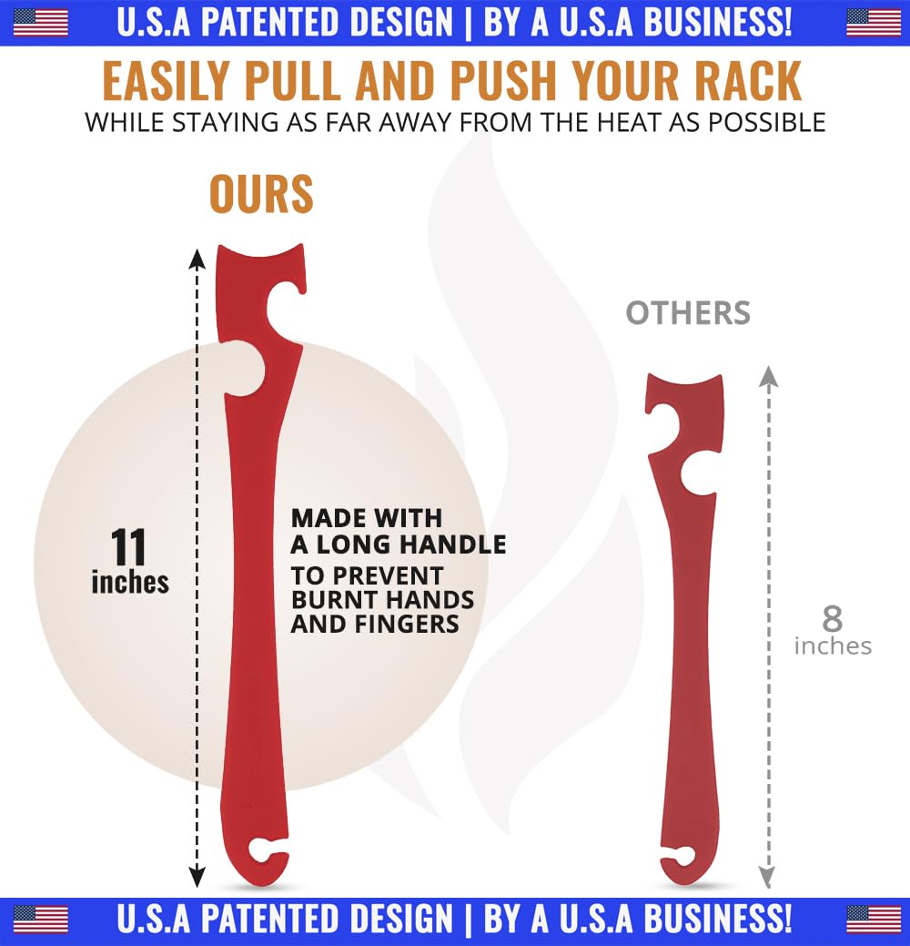 Silicone Oven Rack Push Pull Tool with Longer Handle Ideal for Kitchen Oven  Toaster Oven  Air Fryer  Convection Oven and Small Kitchen Appliances