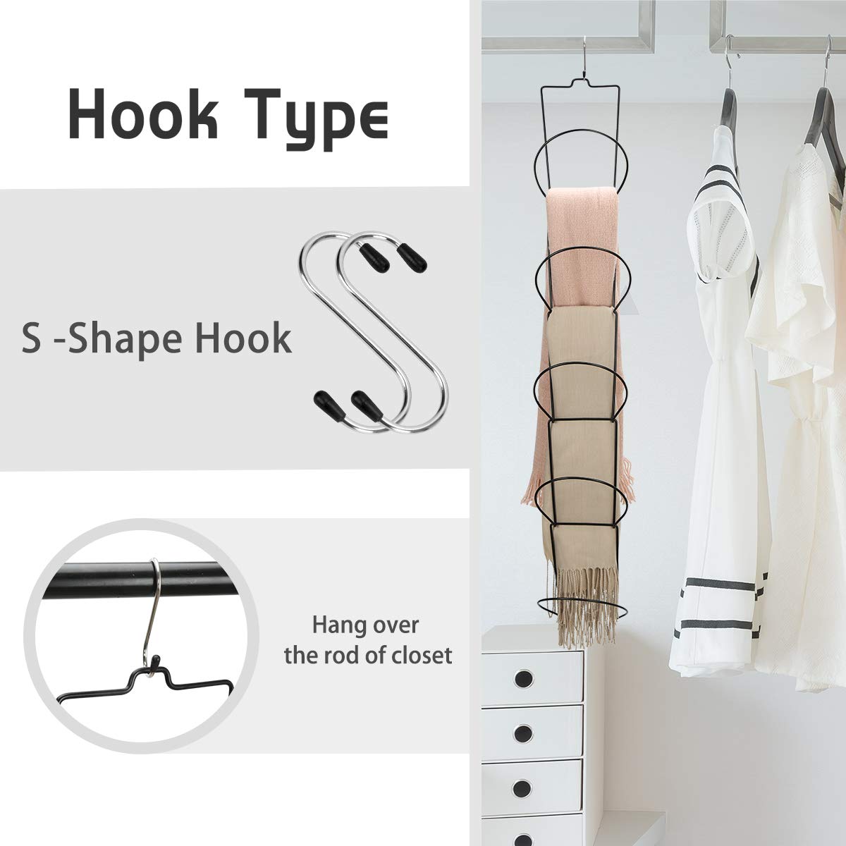 Livememory Hanging Hat Rack  Hanging Wig Rack Baseball Caps Hat Racks for Door  Wall  Closet  Bathroom  10pcs (Black)