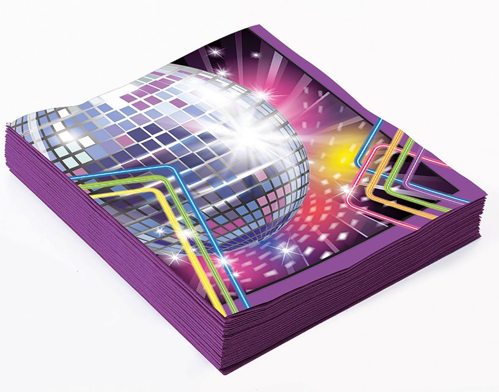 Forum Novelties Disco Party Beverage Napkins (8 Ct) (8), Multi Colour