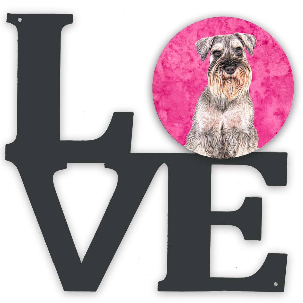 Pink Schnauzer Metal Wall Artwork LOVE KJ1229PKWALV