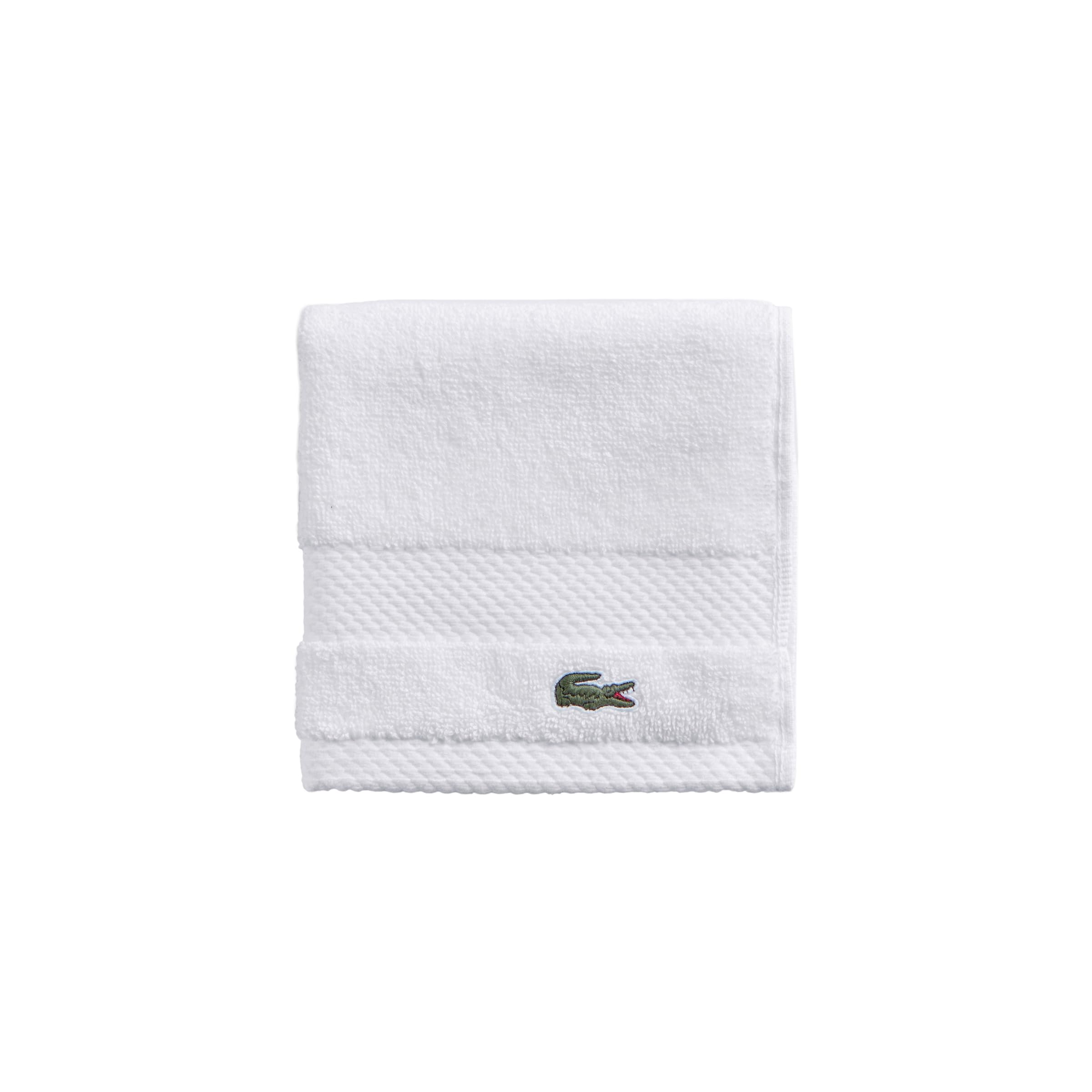 Lacoste Heritage Supima Cotton Wash Cloth, White, 13'' X 13''
