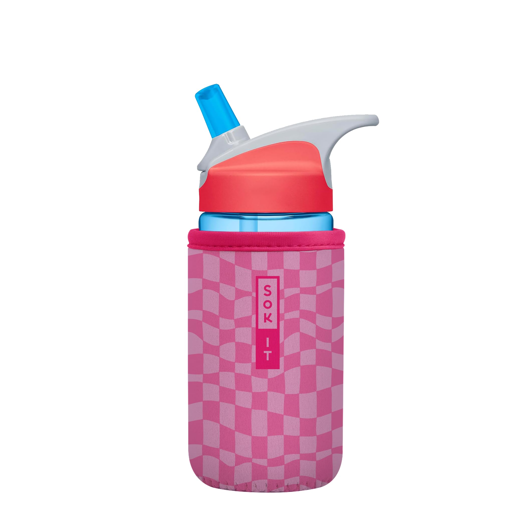 Sok It BotlSok Water Bottle Sleeve Insulated Neoprene Cover (Pink Grand Prix, Fits 12oz CamelBak or Nalgene)