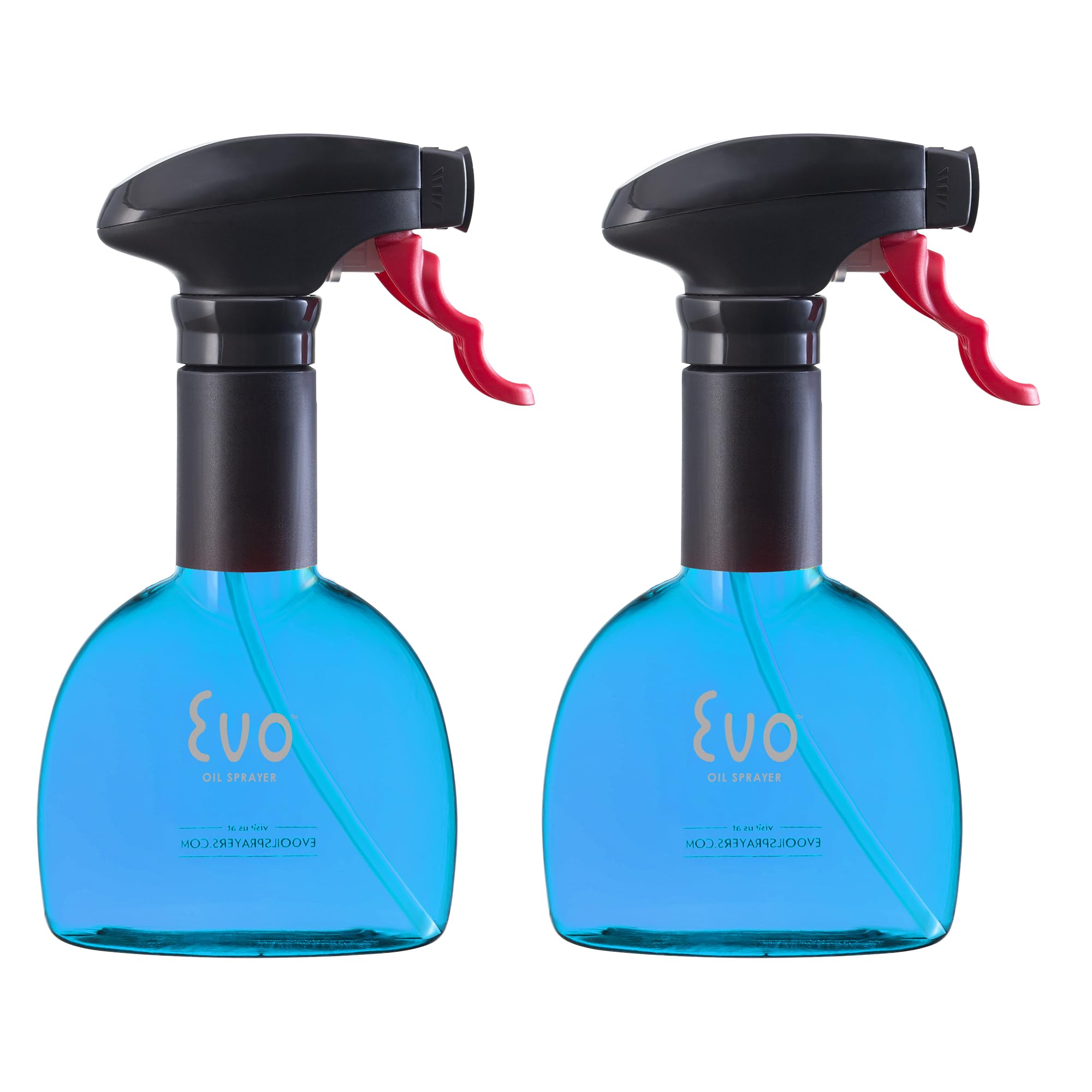 Evo Mini Oil Sprayers, Non-Aerosol for Olive Oil, Cooking Oils, and Vinegars, Blue, 8-Ounce Capacity, Set of 2