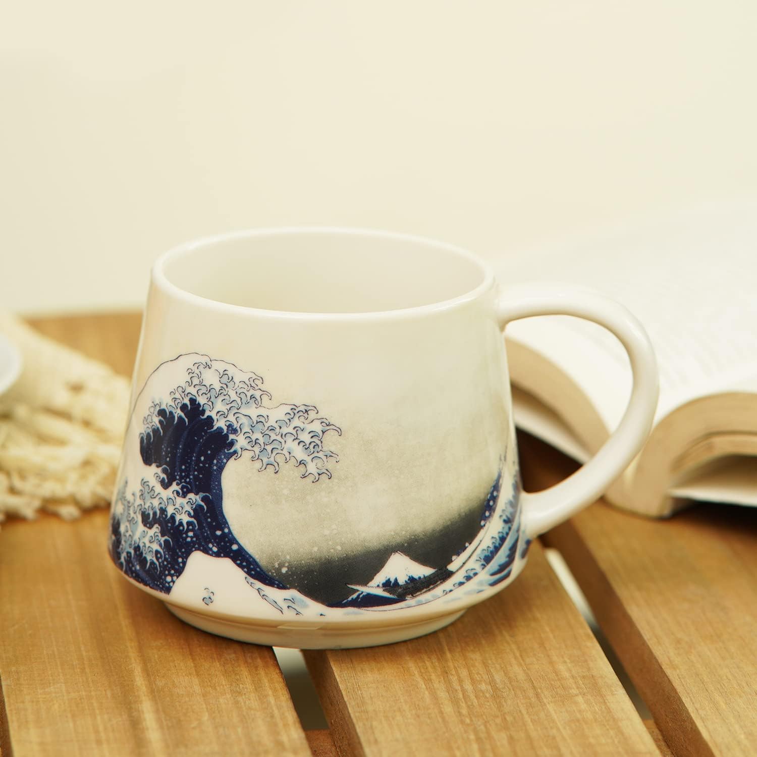 Tzssp Coffee Ceramic Mug Porcelain Latte Tea Cup 12Oz. Wave