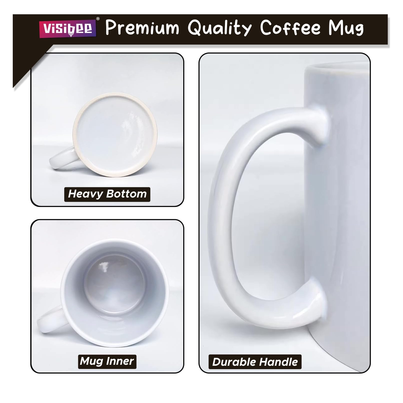 Visibee Mug Of Positivity  Motivational Coffee Mug 330Ml, Positivity Gifts For Men, Women, Boss, Coworkers  White Ceramic With U