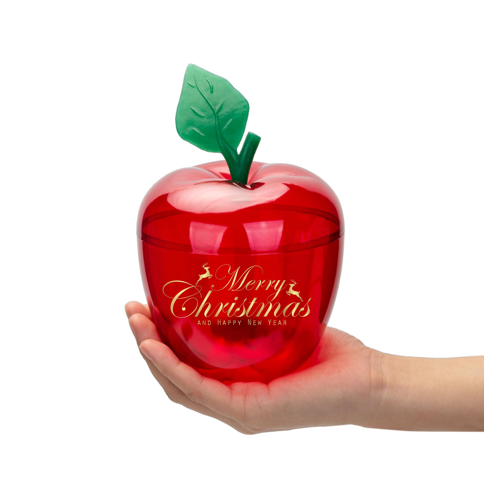 HANZE Large Red Apple-Shaped Containers - Plastic Candy Toy Filling Jar for Holiday Decorations, Back To School Teacher Apprecia