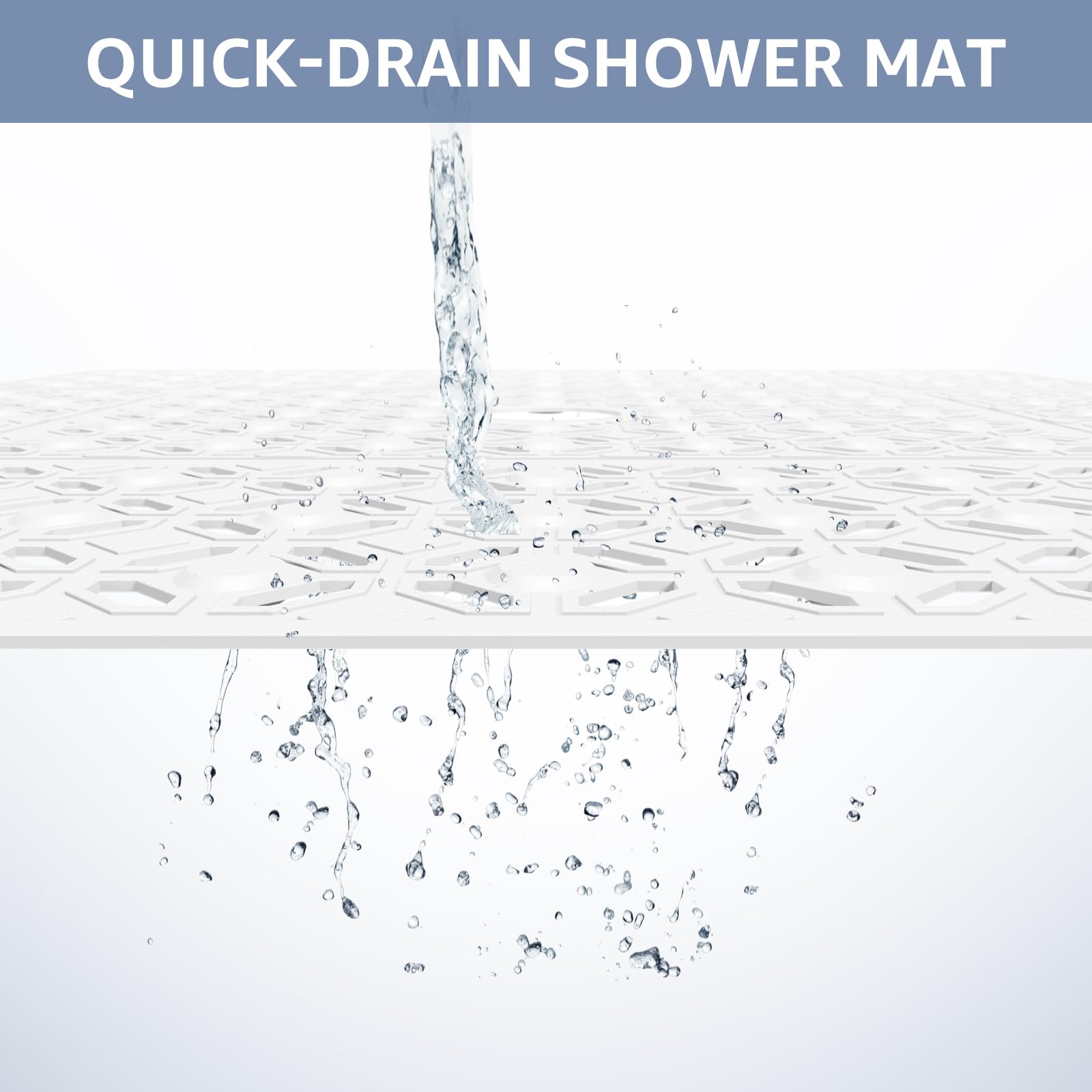 Othway Square Shower Mat, 27''X 27'' Extra Large Shower Mats For Inside Shower, Tpe Non Slip Shower Mat With Suction Cups Drain
