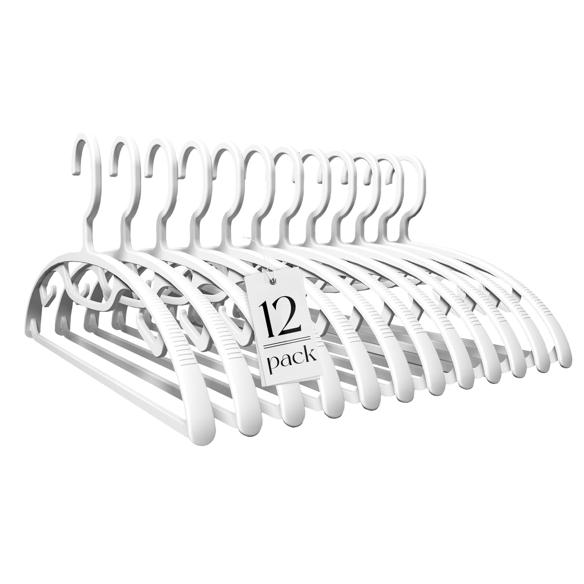 House Day White Plastic Clothes Hangers, Heavy Duty Coat Hangers 12 Pack, Premium Thick Wide Shoulder Suit Hanger With Non-Slip