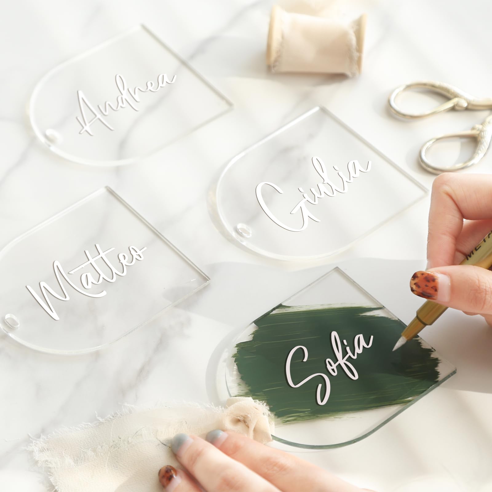 Uniqooo 18 Pcs Clear Arch Acrylic Place Cards, 3.5X3 Inches Diy Blank Half Circle Acrylic Sign, 3Mm Thick Perfect For Wedding Ta