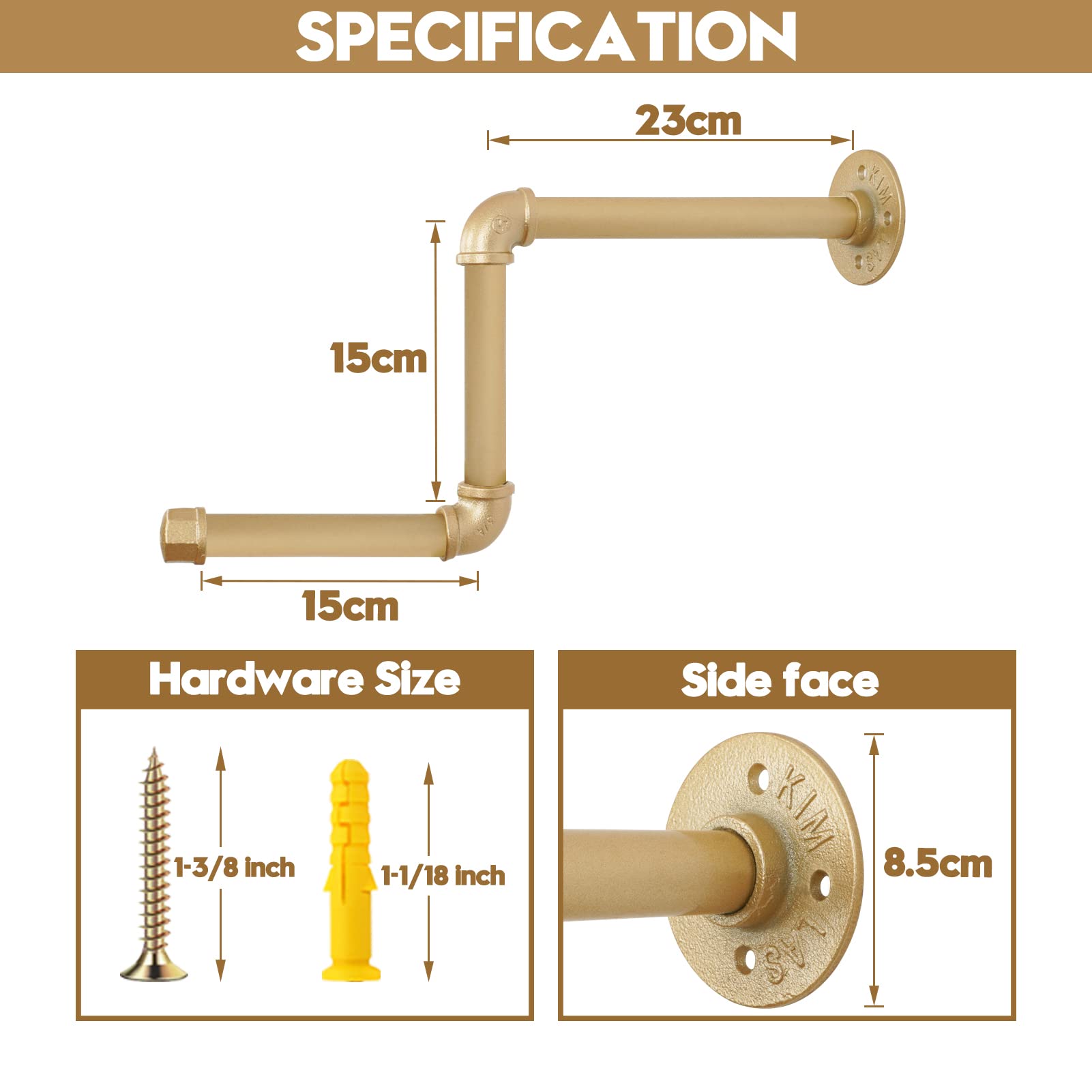 Addgrace Pipe Clothing Rack 2Pack 18Inch Detachable Garment Rack Diy Wall Mounted Industrial Pipe Clothing Hanging Rack For Home