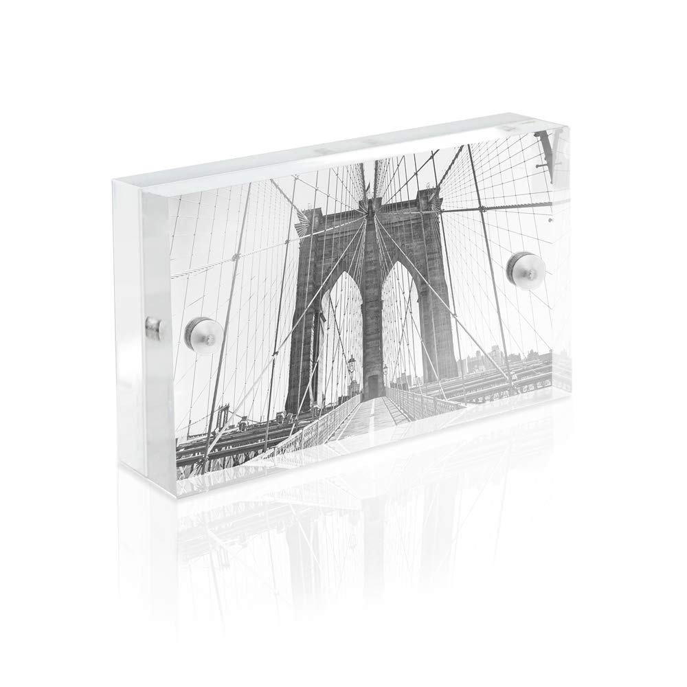 Isaac Jacobs 2    x 3    Super Thick [23MM Thickness] Clear Acrylic Magnetic Block Picture Frame, Double-Sided, Frameless, Frees