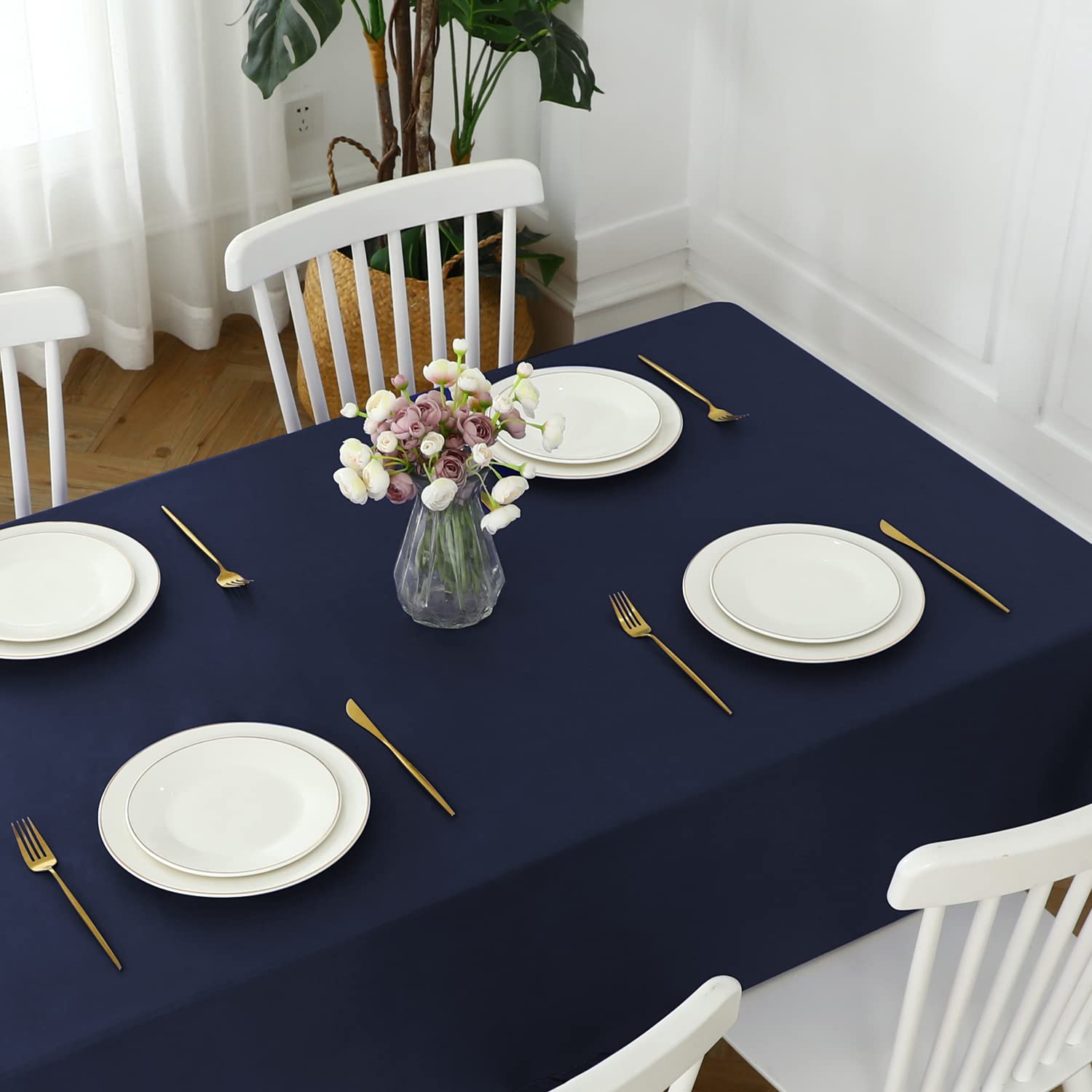 Romanstile 100% Waterproof Pvc Tablecloth, Rectangle Oil Spill Proof Stain Resistant Vinyl Table Cloth, Wipe Clean Plastic Table