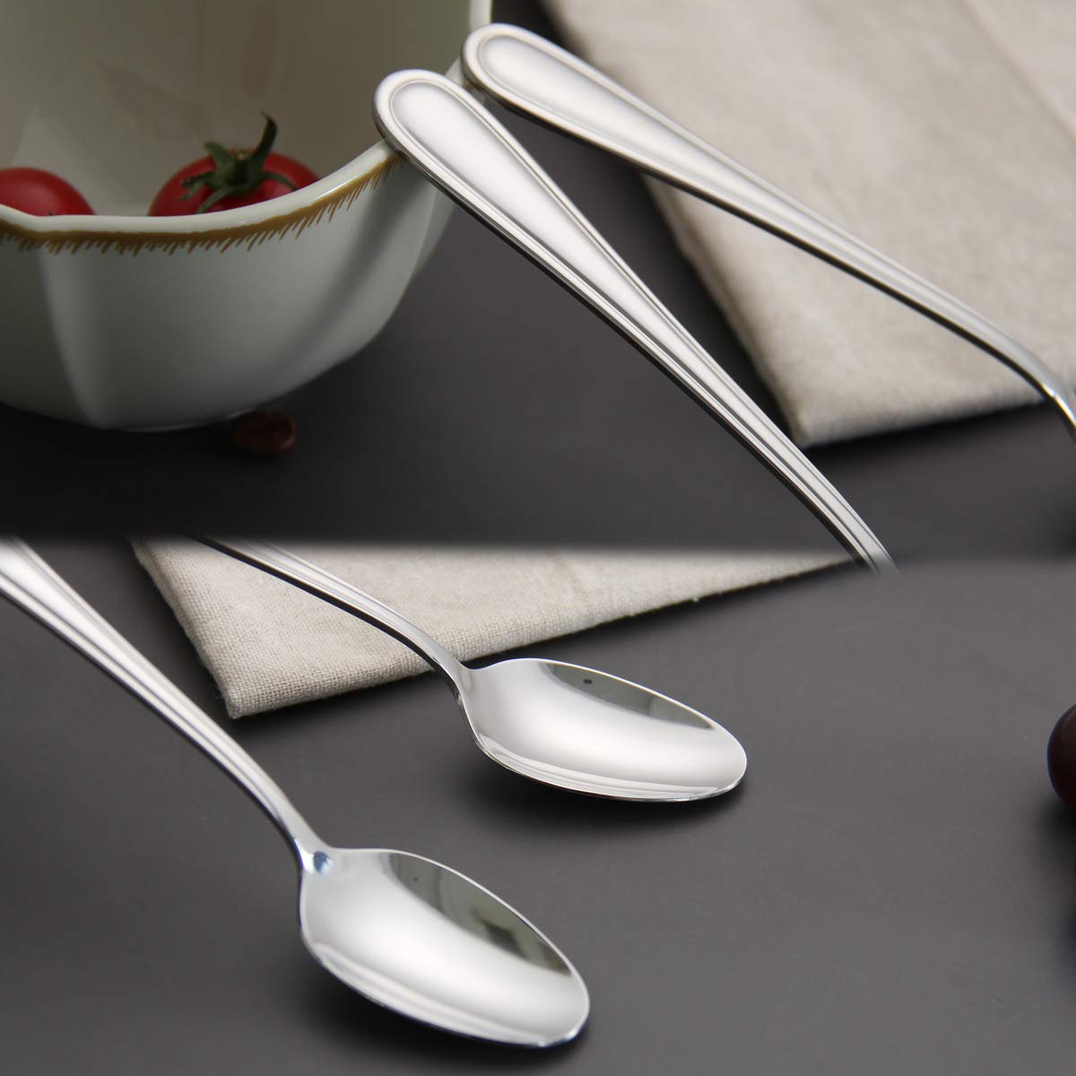 Hissf Dinner Spoons Stainless Steel 18/0 Of Table Spoons 6 Pcs For Home, Kitchen Restaurant, Dishwasher Safe, 7.08 Inches, Silve