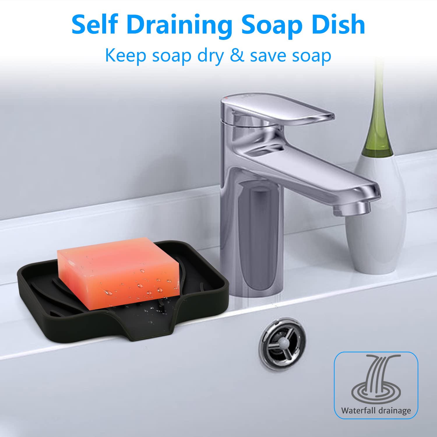 3-Pack Soap Dishes For Bar Soap, Sponge Holder For Kitchen Sink, Kitchen Soap Tray, Soap Holder For Kitchen Sink/Bathroom, Sink