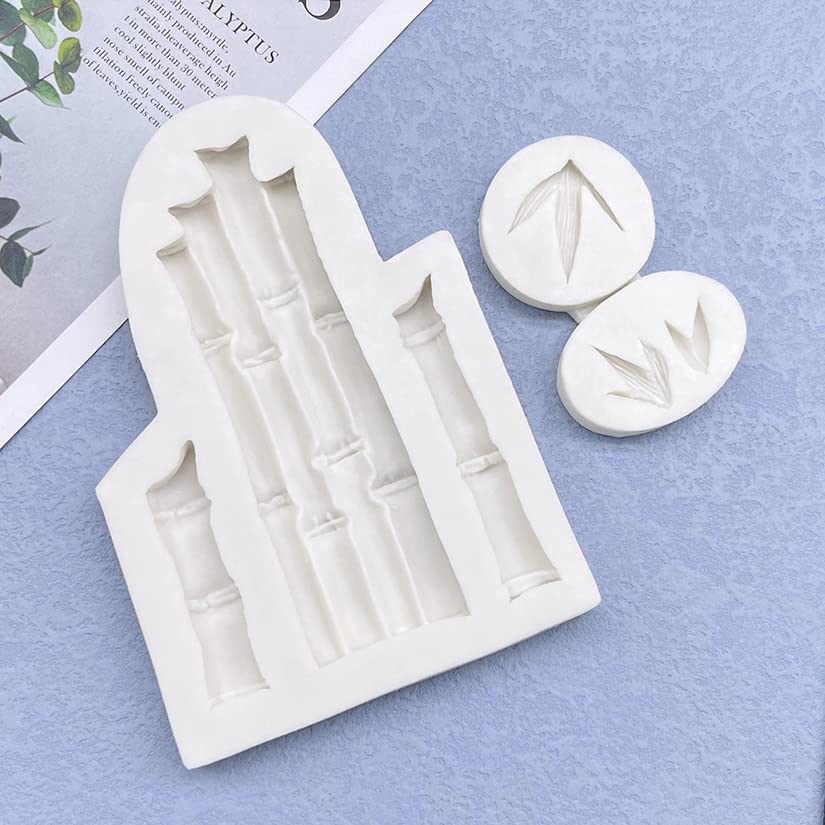 2Pcs Bamboo And Leaf Silicone Molds For Diy Fondant Candy Making Tools Chocolate Mold Desserts Ice Cube Gum Clay Biscuit Plaster