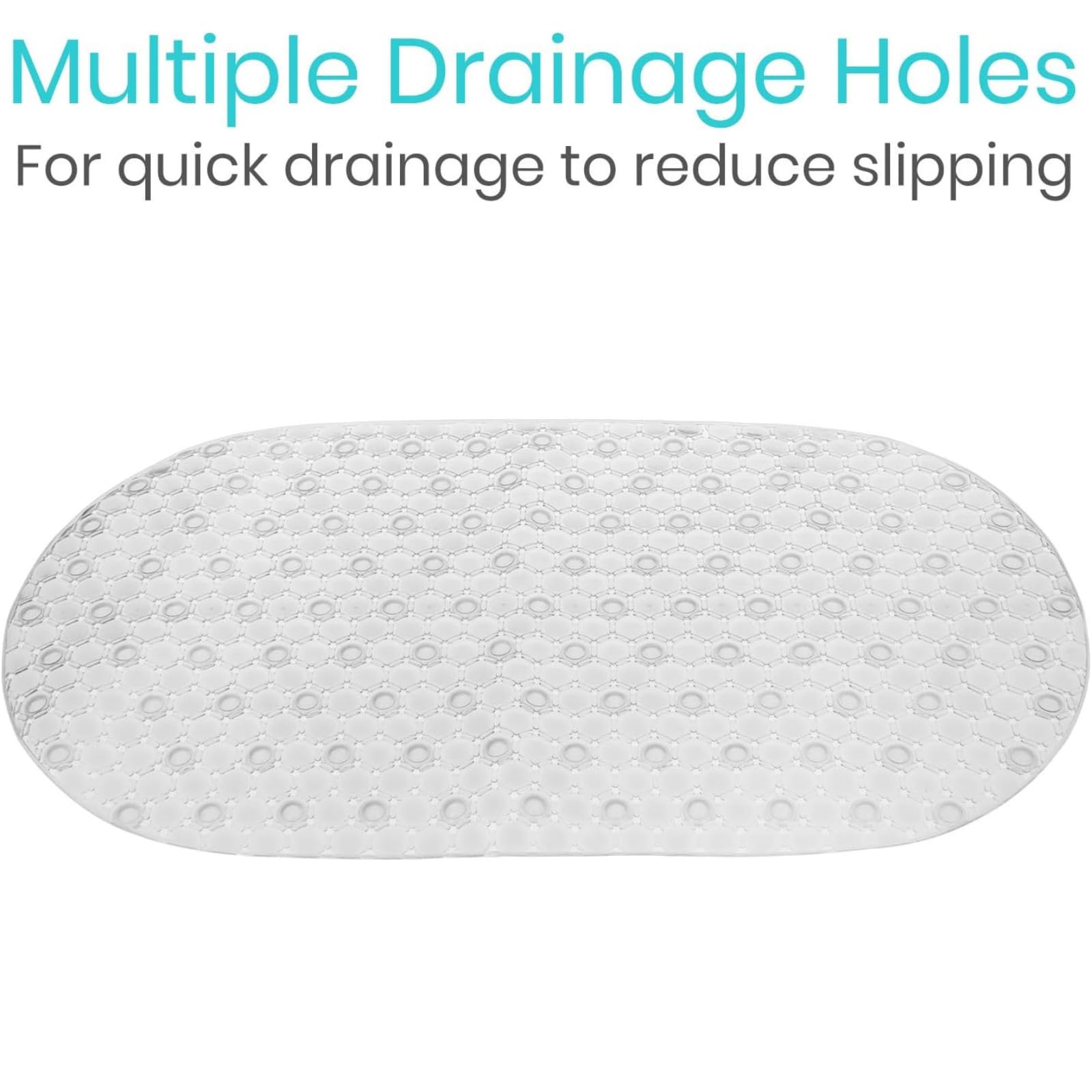 Vive Oval Bathtub Mat - Nonslip Shower Floor Pad - Non-Slip And Non-Skid For Bath Tub With Strong Rubber Suction Cup Grip - For