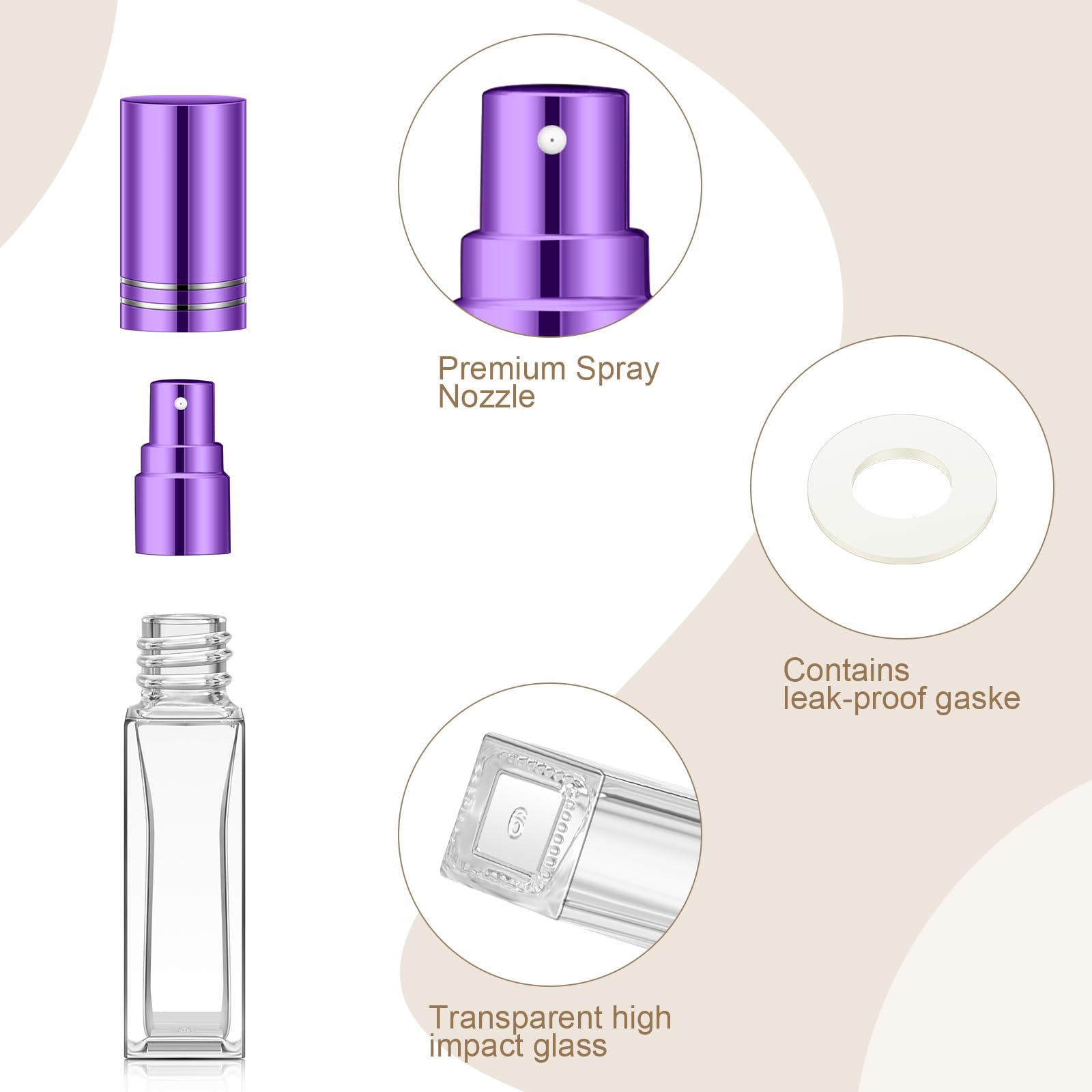 Domensi 30 Pcs Glass Perfume Travel Refillable Bottles 10 Ml Mini Cologne Perfume Bottles Empty No Leak Travel Size Atomizer Spr