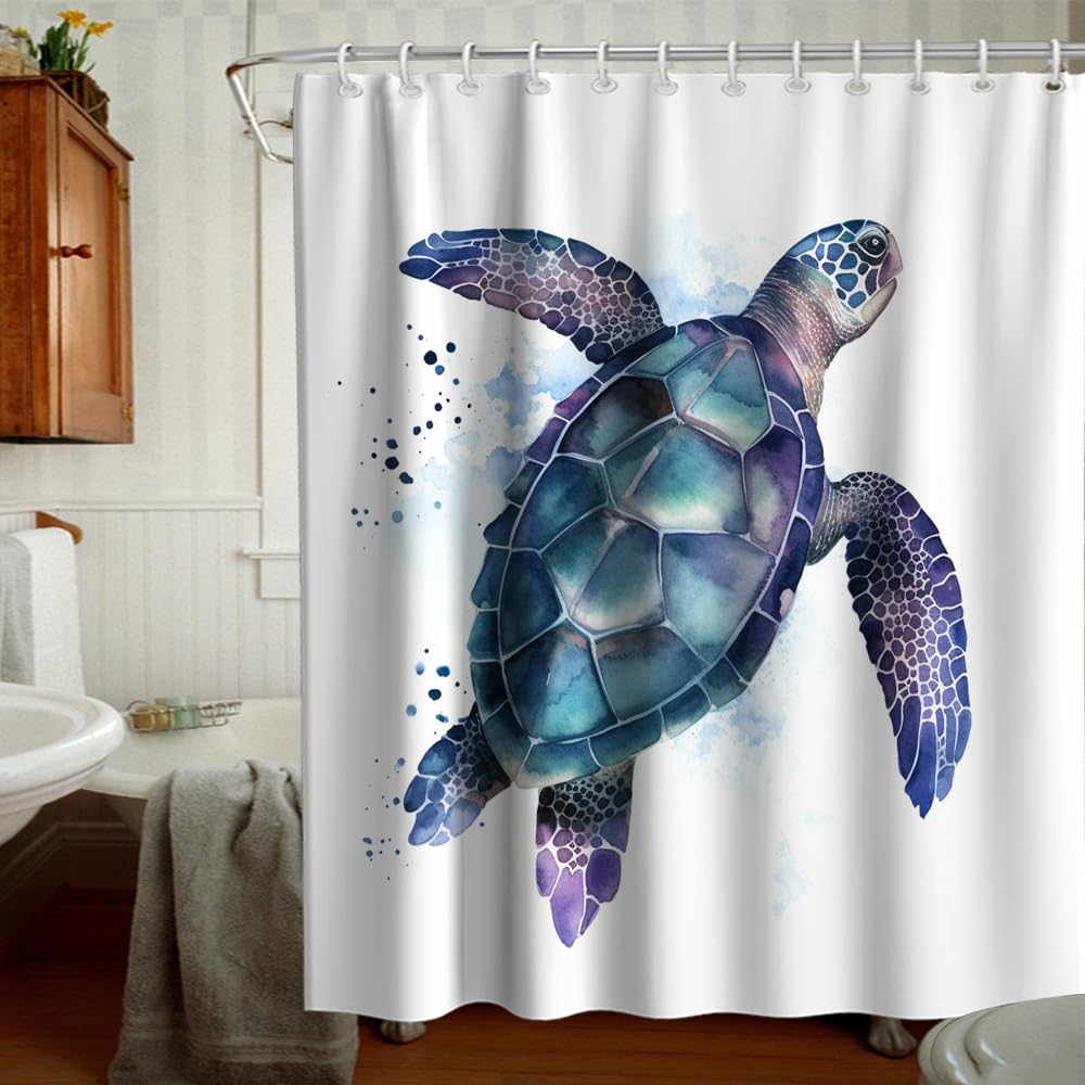Final Friday Funny Sea Turtle Shower Curtains Ocean Animal Cartoon Kids Theme Cloth Fabric Bathroom Decor Sets With Hooks Waterp