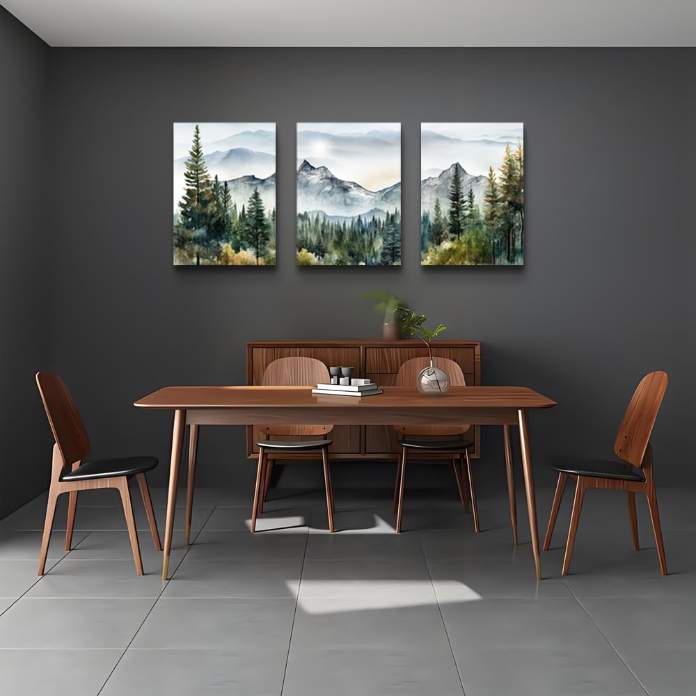 Dzrwubhs Wall Art For Living Room Wall Decor For Bedroom Office Decor Abstract Mountain Forest Landscapes Ink Painting 3 Piece F
