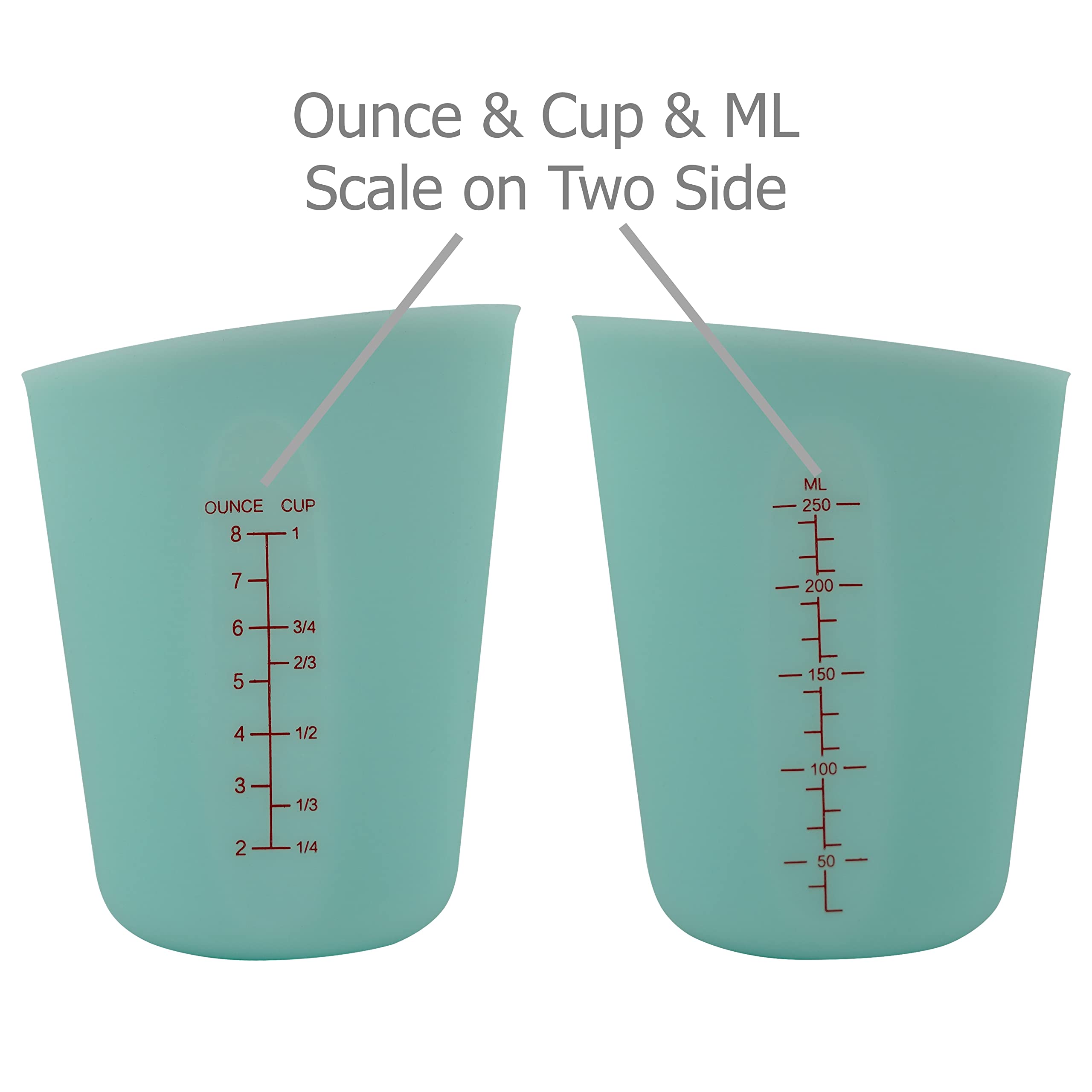 Eiks 3-Set 250-Ml/1-Cup Silicone Measuring Cups With Marking For Cooking Bakeware Diy Craft Painting