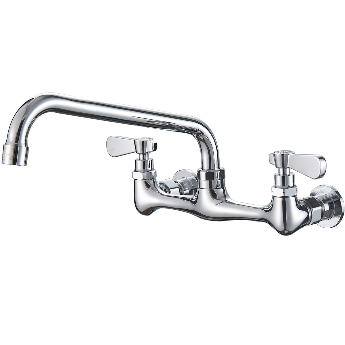 Kitchen Faucet Wall Mount With 10 Inch Swivel Spout 8 '' Center Commercial Sink 2-Handle Faucet Mixer Tap Polish Chrome Laundry