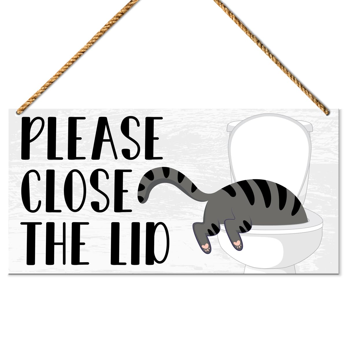 Cat Bathroom Sign Wood Decor, Cat Guest Bathroom Decoration Toilet Powder Room Vintage Wall Decor, Housewarming Gifts for Women 