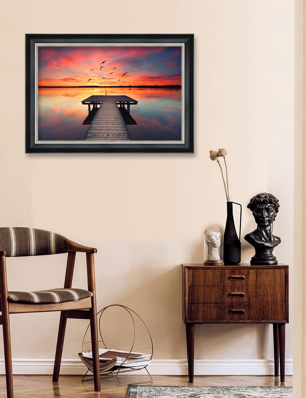 Ipic - Our Own Sunset Personalized Framed Wall Art With Names And Date On, Giclee Prints Framed With Solid Wood, Custom Memorial