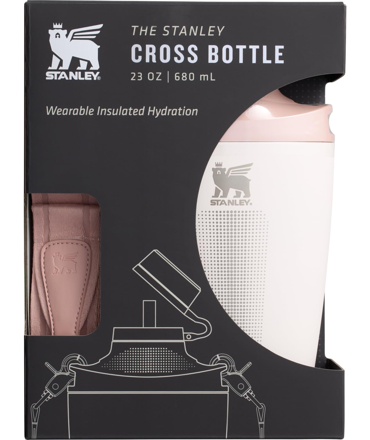 Stanley Cross Bottle | 23 Oz Travel Bottle With Jacquard Strap | Leakproof Tritan Lid With Removable Straw | Recycled Stainless