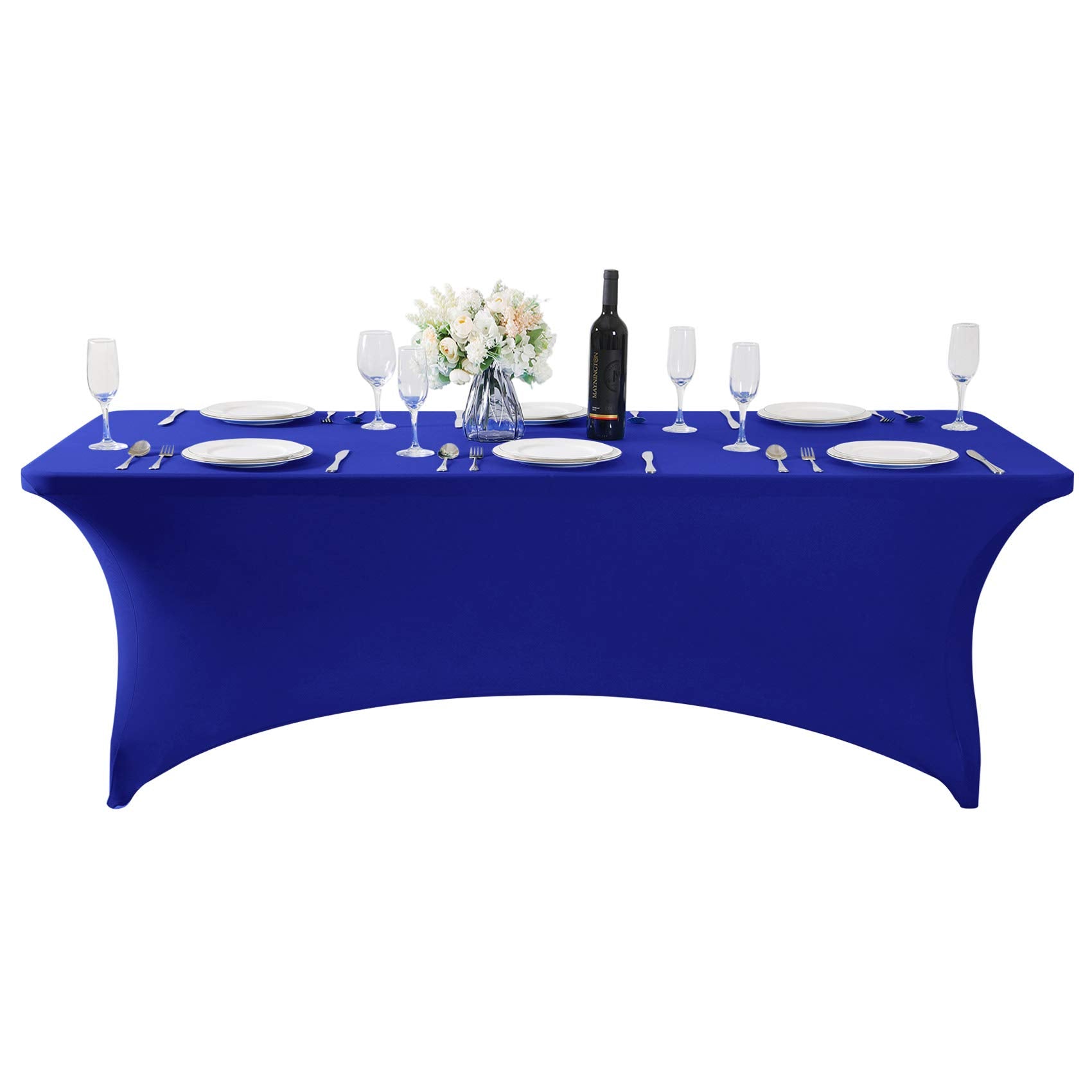 Hezuzo 2Pack Spandex Table Cover For 6Ft Table Universal Fitted Stretch Tablecloth For Party, Banquet, Wedding And Events-Royal